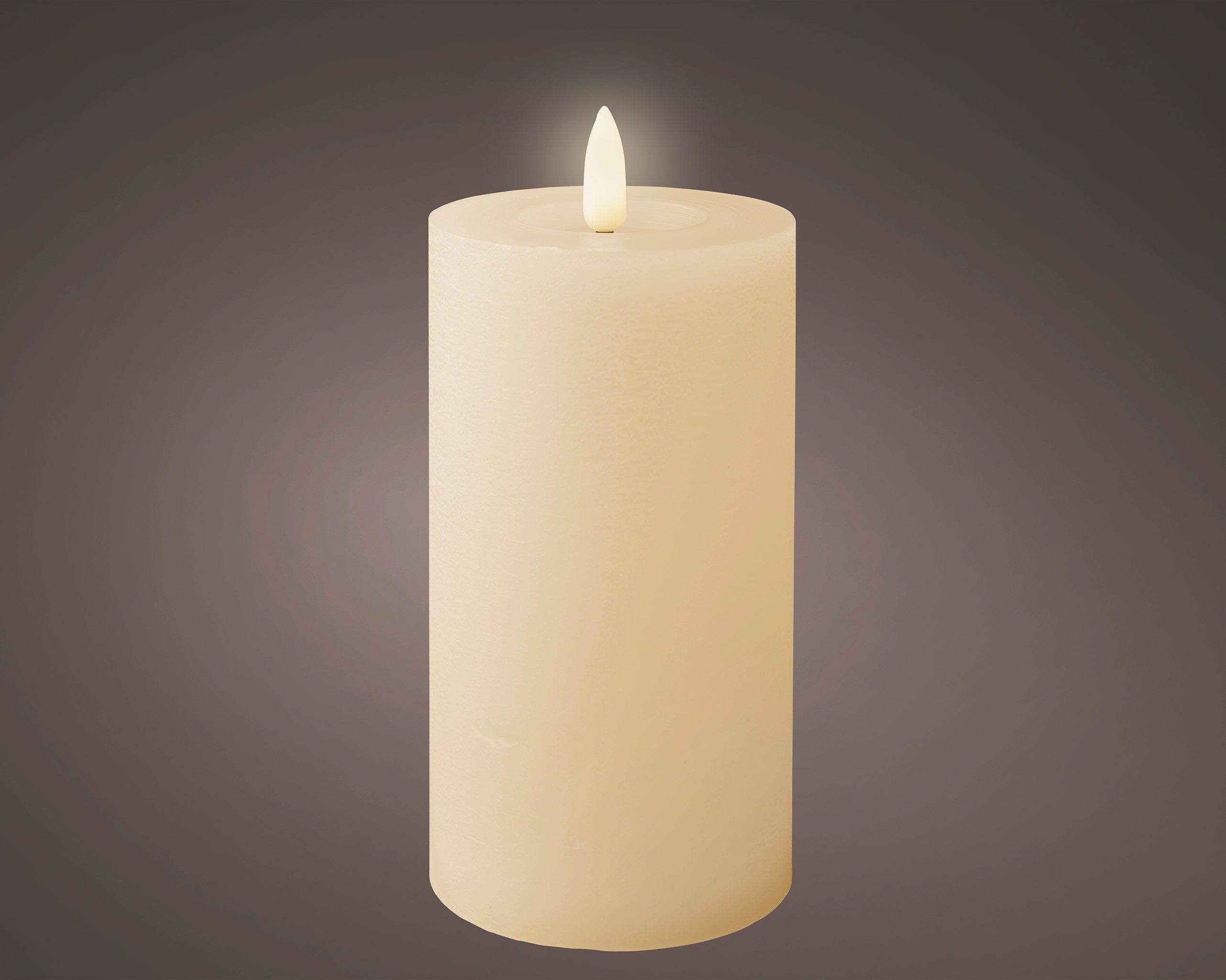 Lumineo LED-Kerze, Timer, warmweiß, LED Kerze 7x15cm mit Timer Wachs Rustik Creme / Warmweiß