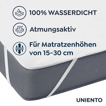 Matratzenschoner PREMIUM Matratzenauflage waschbar atmungsaktiv, geräuscharm Uniento, in verschiedenen Größen, 100% wasserdicht, 100% Baumwolle