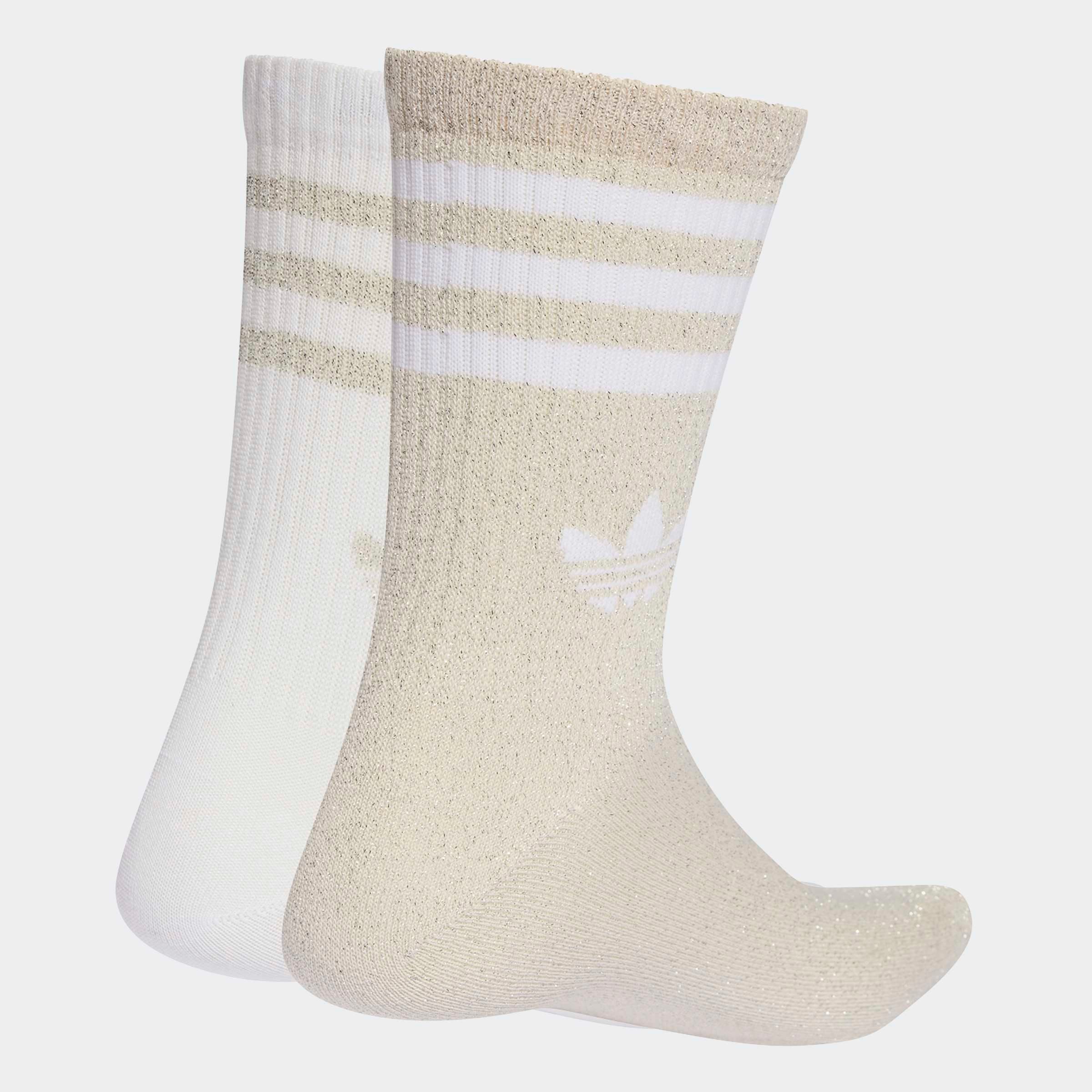adidas Originals Sportsocken 3-STREIFEN GLITZER CREW, 2 PAAR (2-Paar) für Laufen, mit Rippbündchen, mit Glitzer auf 3-Streifen und Trefoil