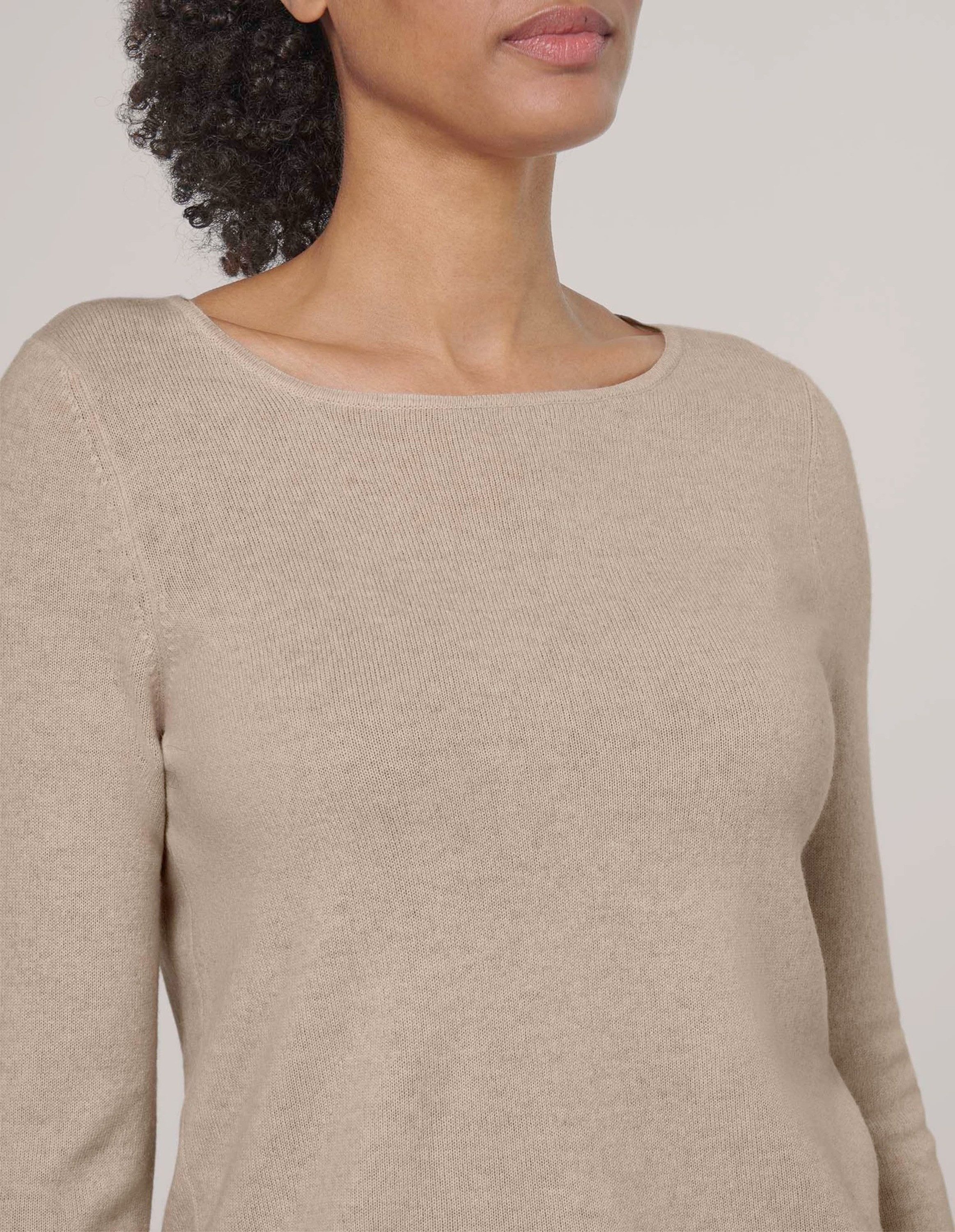 MADELEINE Strickpullover Kaschmirpullover mit U-Boot-Ausschnitt Basicshirt mit 3/4-Ärmeln und flachen Abschlüssen