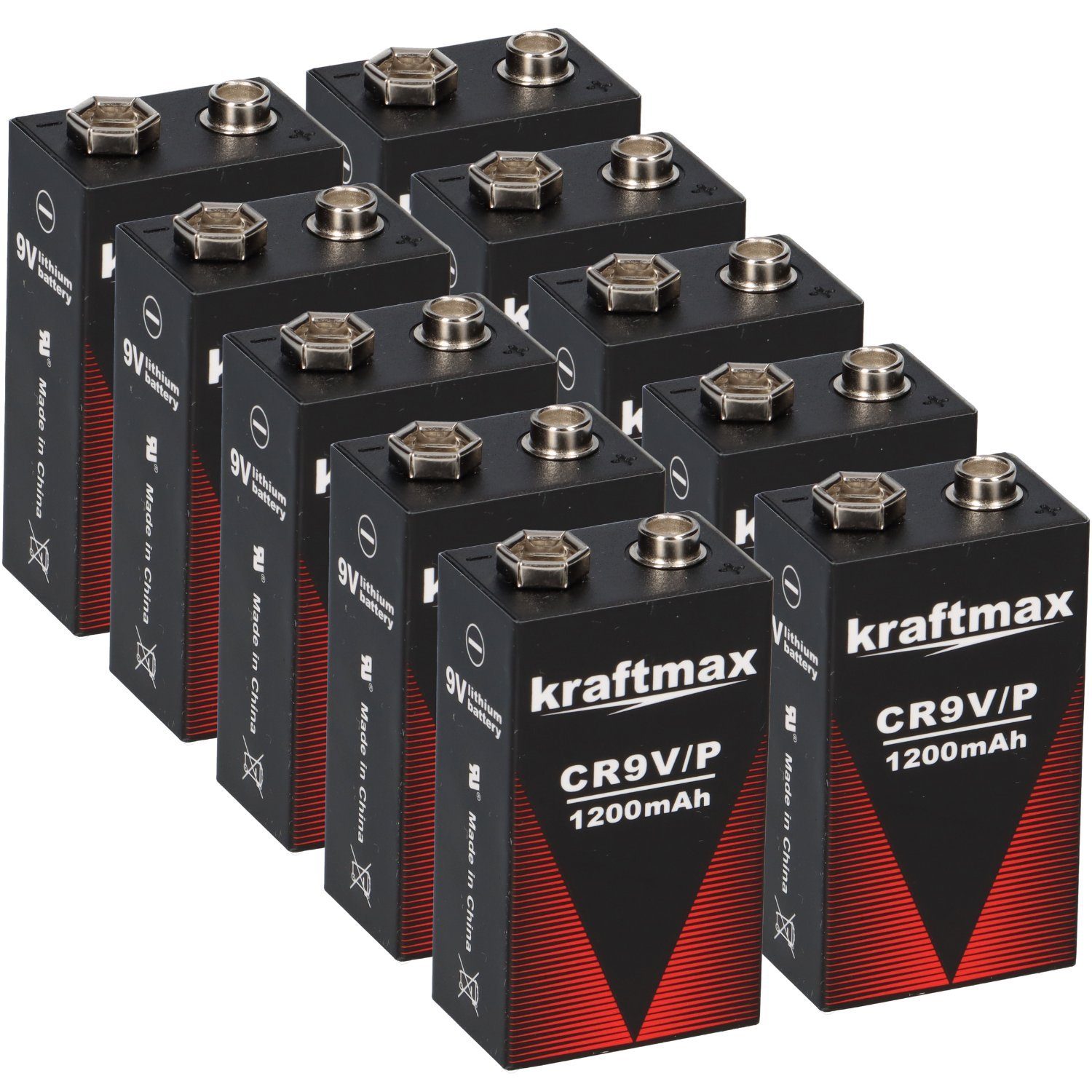 kraftmax 10x Kraftmax Lithium 9V Block Hochleistungs- Batterien für Rauchmelder Batterie