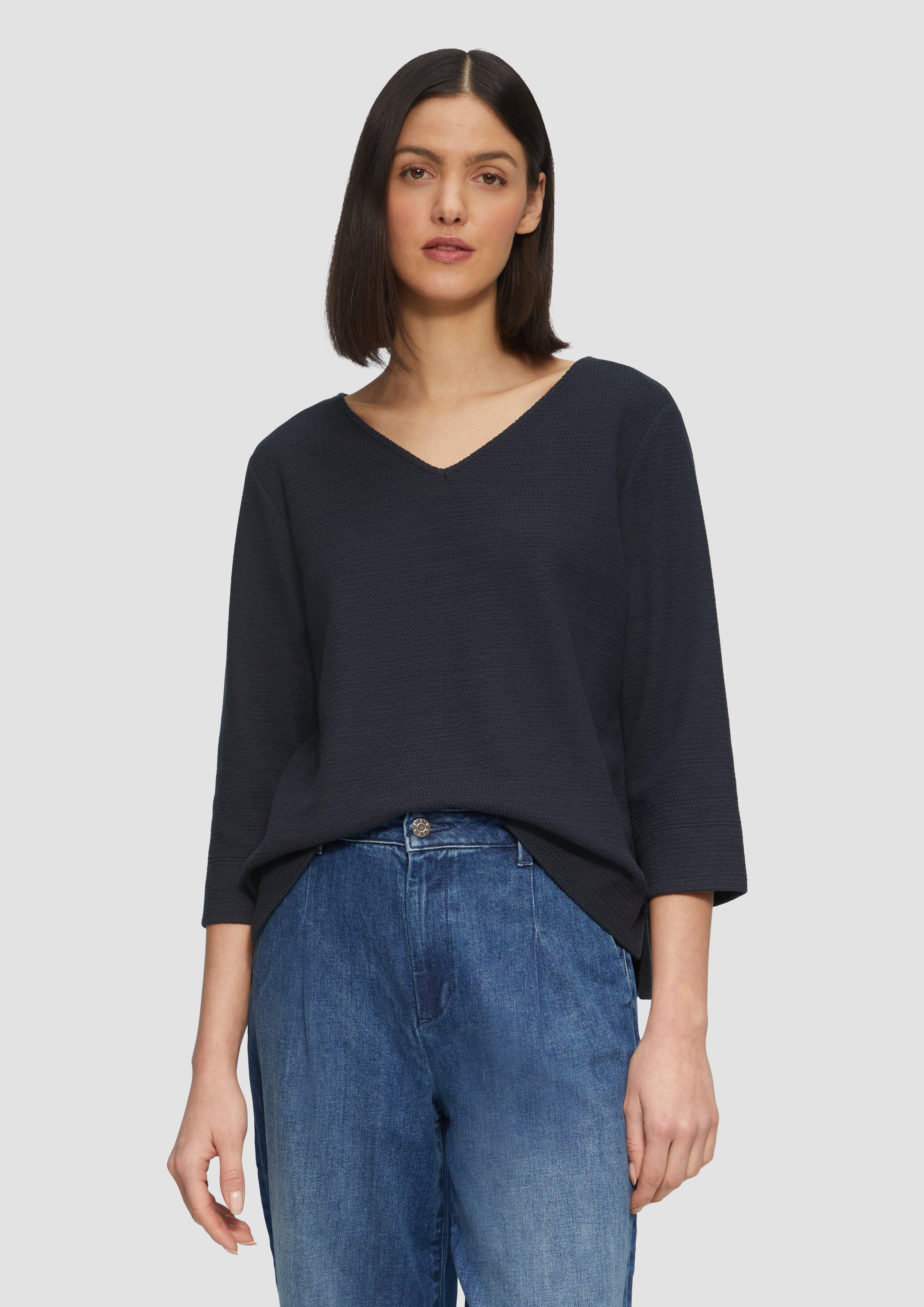 s.Oliver 3/4-Arm-Shirt Strukturiertes Sweatshirt aus Baumwollmix günstig online kaufen