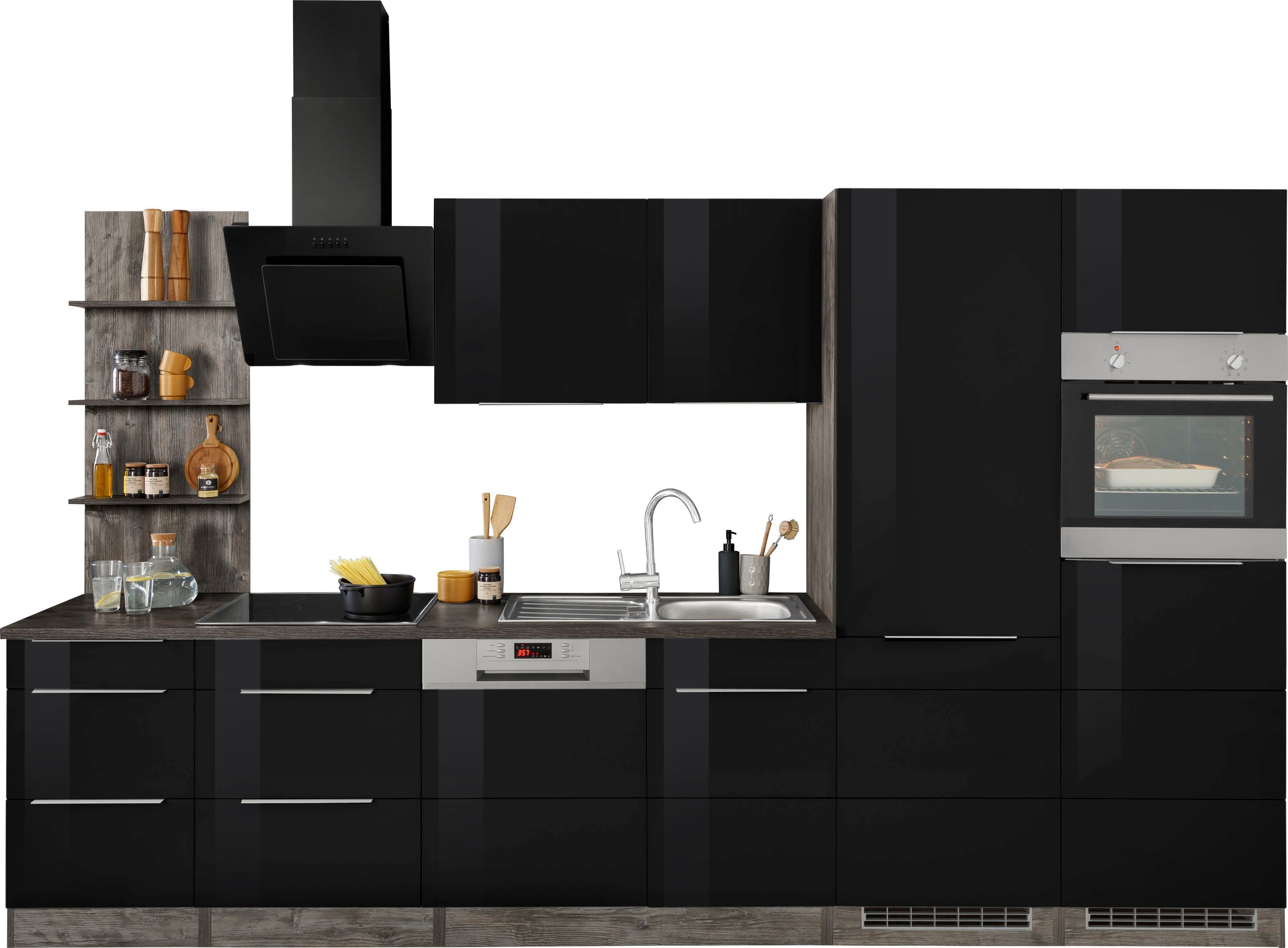 KOCHSTATION Küchenzeile KS-Brindisi, mit E-Geräten, Breite 340 cm
