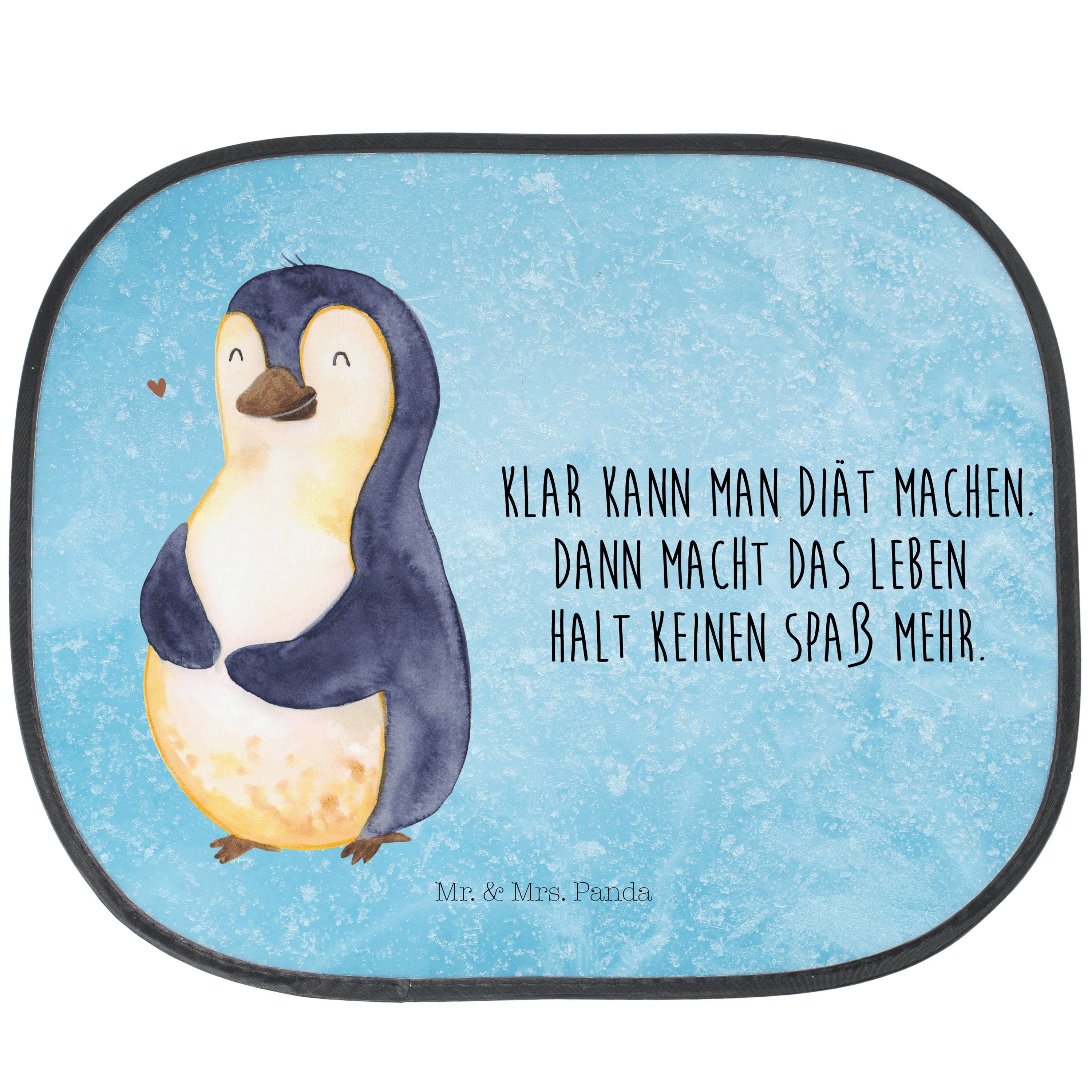 Sonnenschutz Pinguin Diät - Eisblau - Geschenk, dick, foodbaby, Sonnenschutzfolie, Mr. & Mrs. Panda, Seidenmatt | Fensterfolien