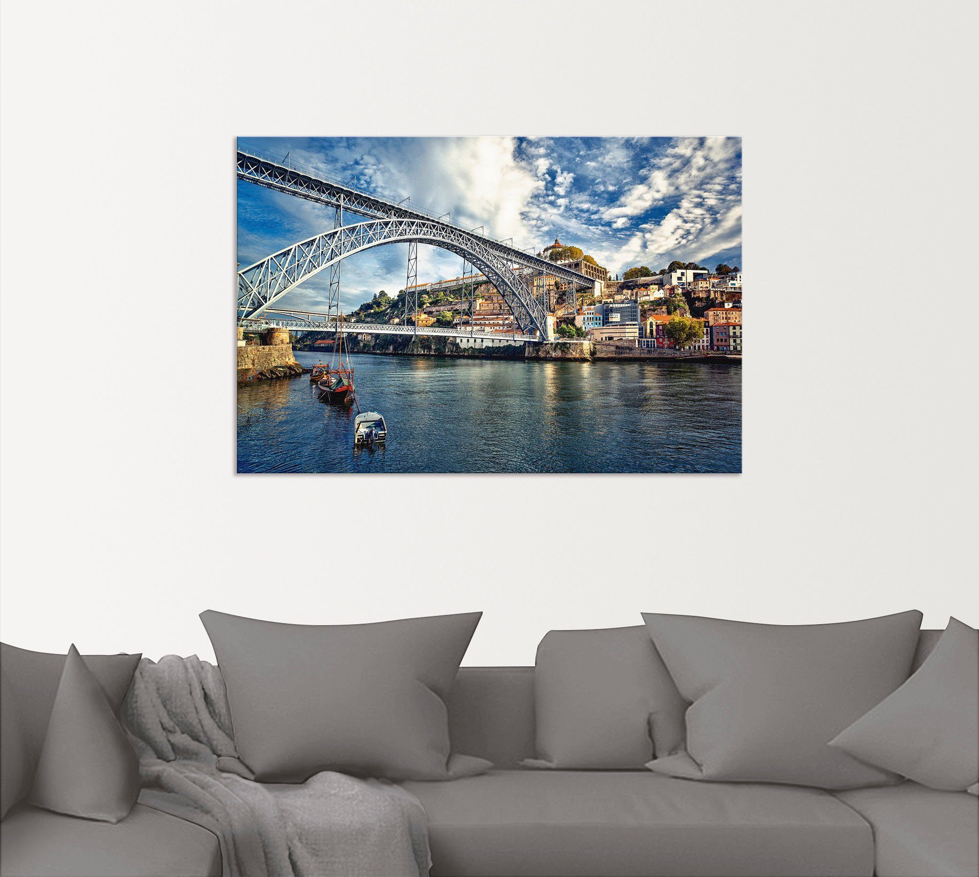 Eiffel Größen Poster (1 St), als Brücken Porto Wandbild Leinwandbild, Panorama Alubild, in Brücke, mit versch. oder Artland Wandaufkleber
