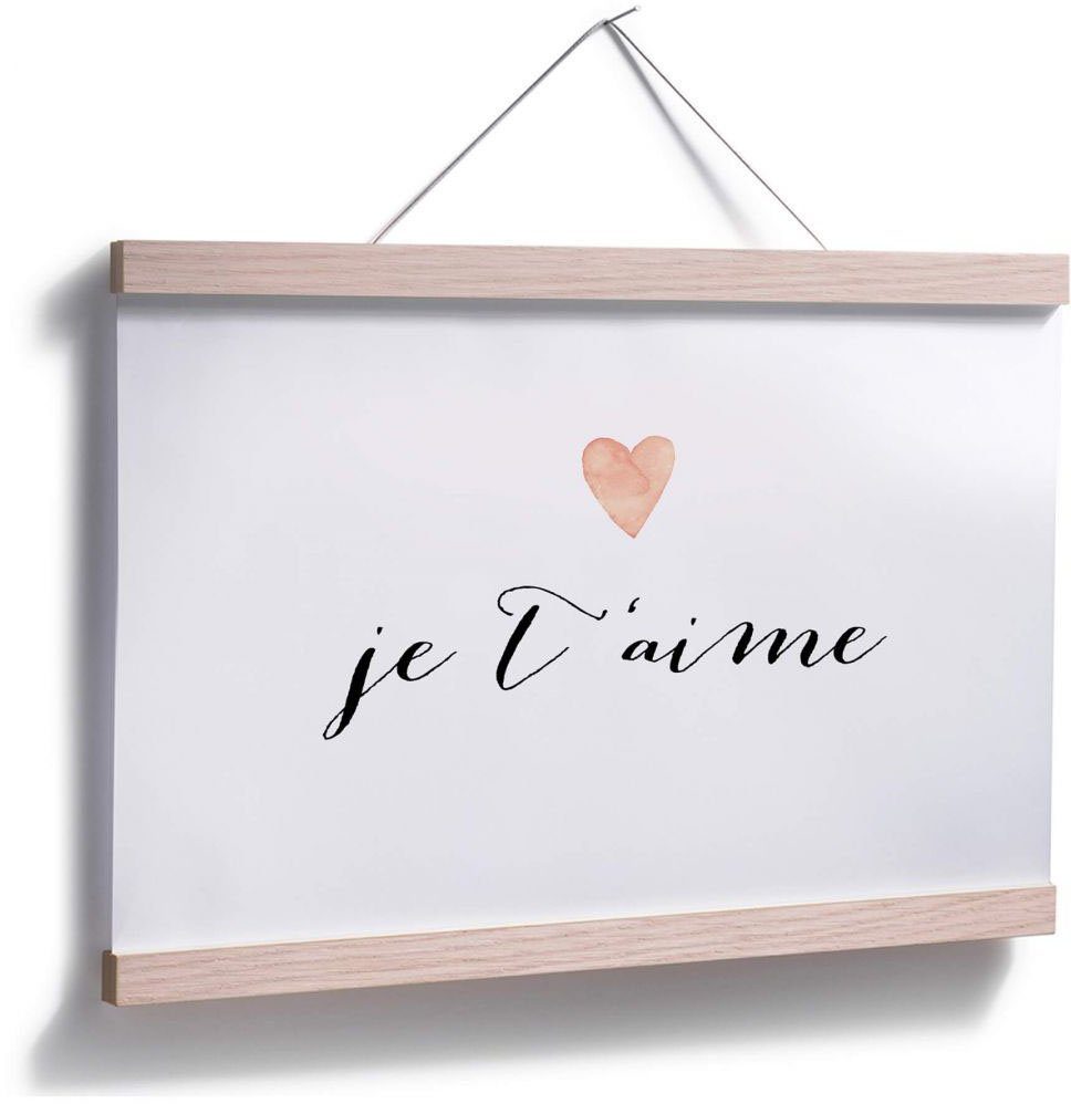 Wall-Art Poster Je Poster, Bild, Wandposter Schriftzug Wandbild, St), t'aime, (1