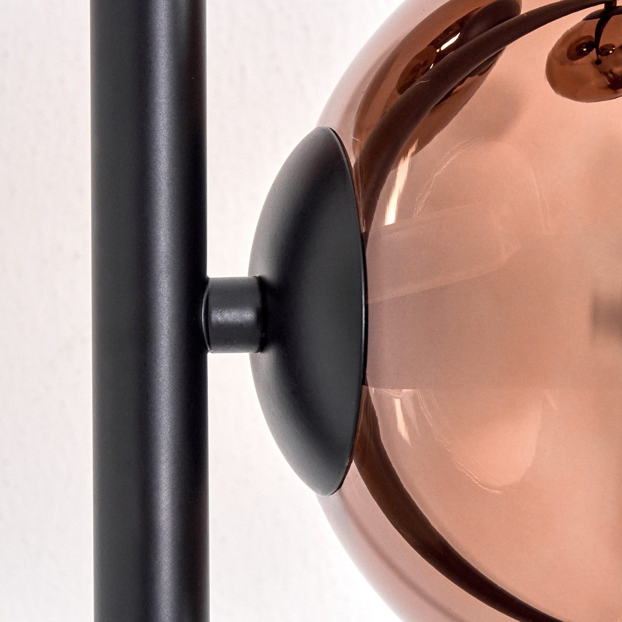 hofstein Stehlampe Stehlampe aus Metall/Glas in Schwarz/Kupferfarben, ohne Leuchtmittel, Stehleuchte Retro/Vintage, Ø Schirme 15 cm, Fußschalter, 160 cm, E14