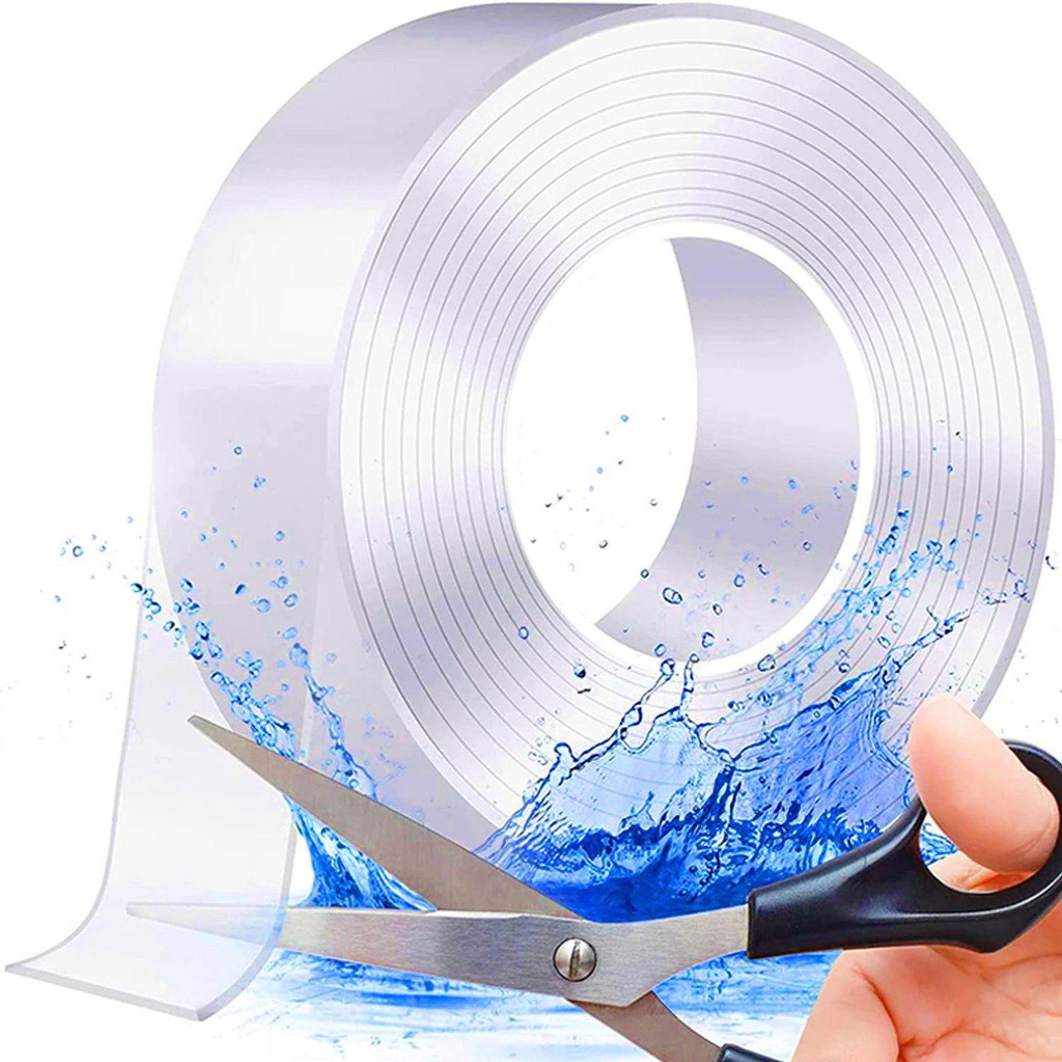 Retoo Doppelklebeband Doppelseitiges Klebeband Transparent Nano Band Tape beidseitig stark (Packung, Mehrfach wiederverwendbares doppelseitiges Band mit der Länge von 5 m) Acrylgummi, Wasserbeständig, 5 Meter(L),3 cm (B), 2 mm (D)