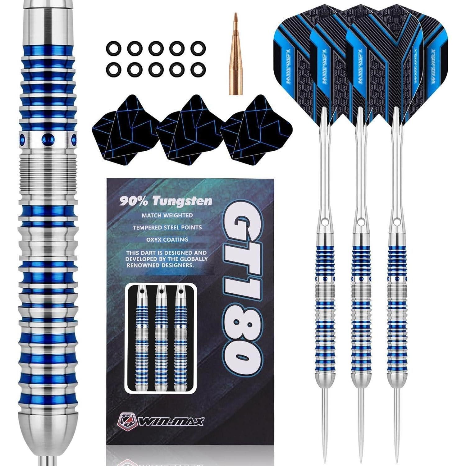 LuxusKollektion Dartpfeil Dartpfeile Metallspitze 90prozent Wolfram Steel-Dartpfeile Blau 24g
