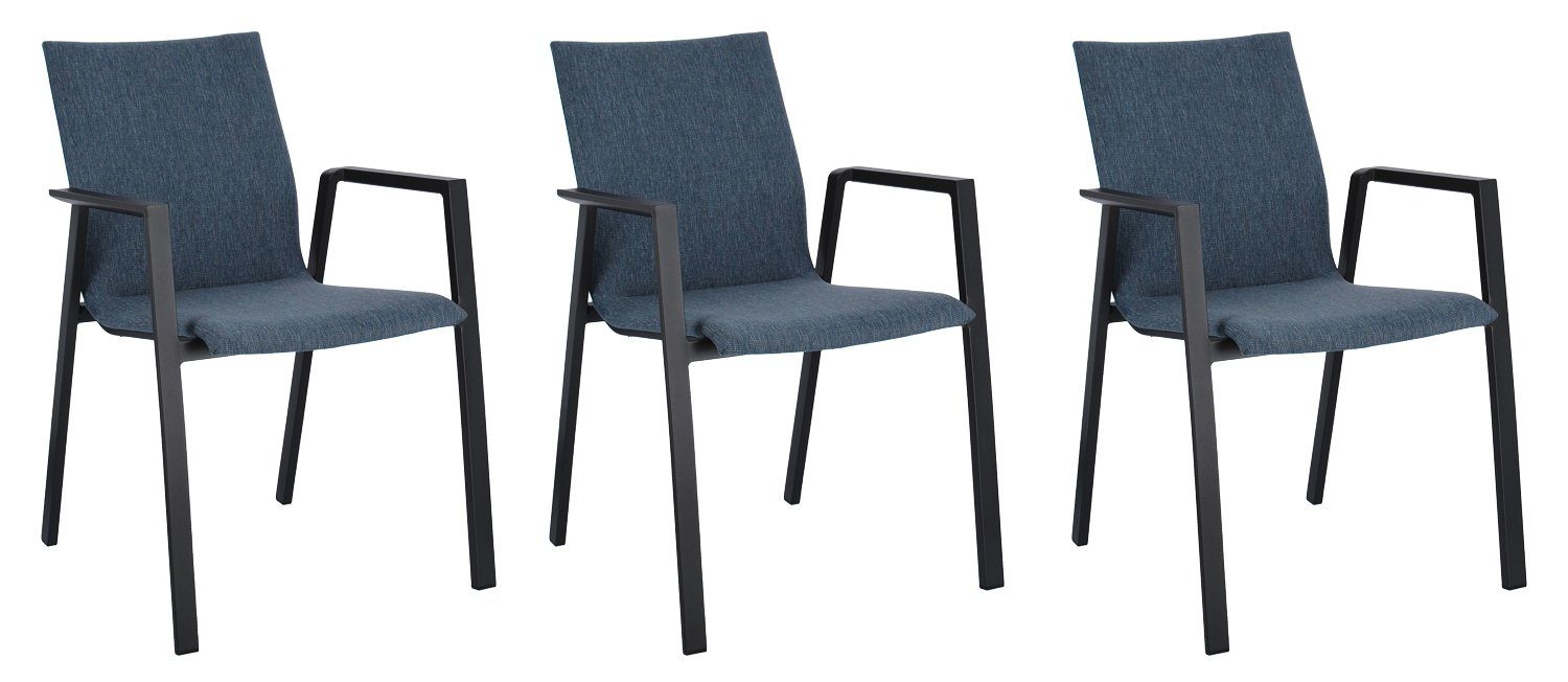 Bizzotto Gartenstuhl ODEON, Aluminium, Blau, 3er günstig online kaufen