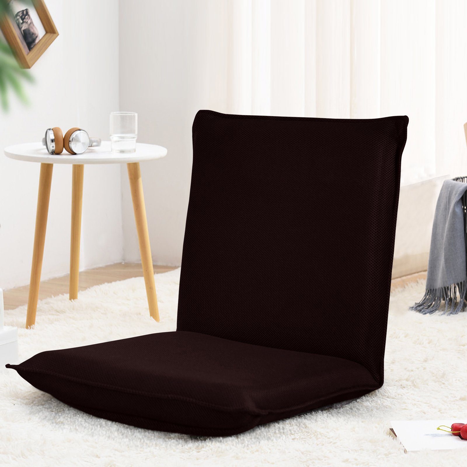 COSTWAY Relaxsessel mit Kaffee 6-stufig Bodenstuhl, Verstellbarer Rückenlehne