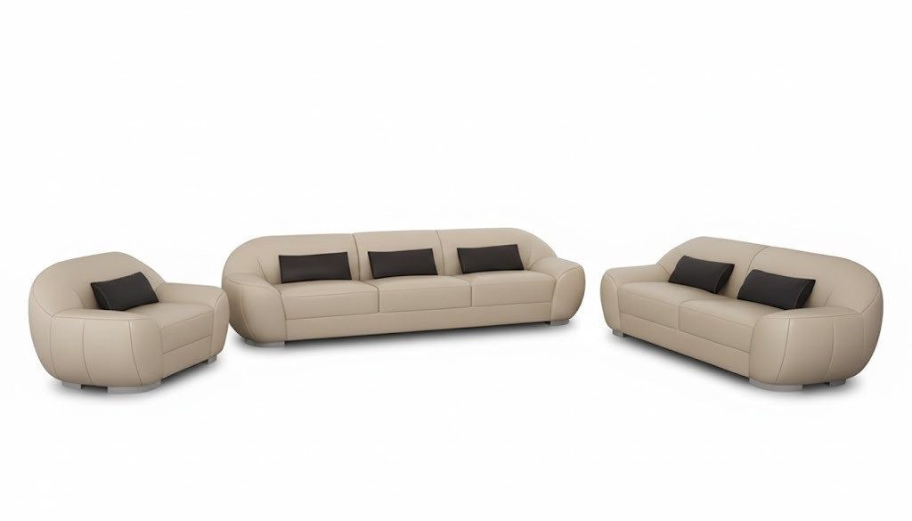 Xlmoebel Polstergarnitur Sofa Couch Leder Polster Sitz Komplett Set Sofas 3+2+1 Sofort, Made in Europa