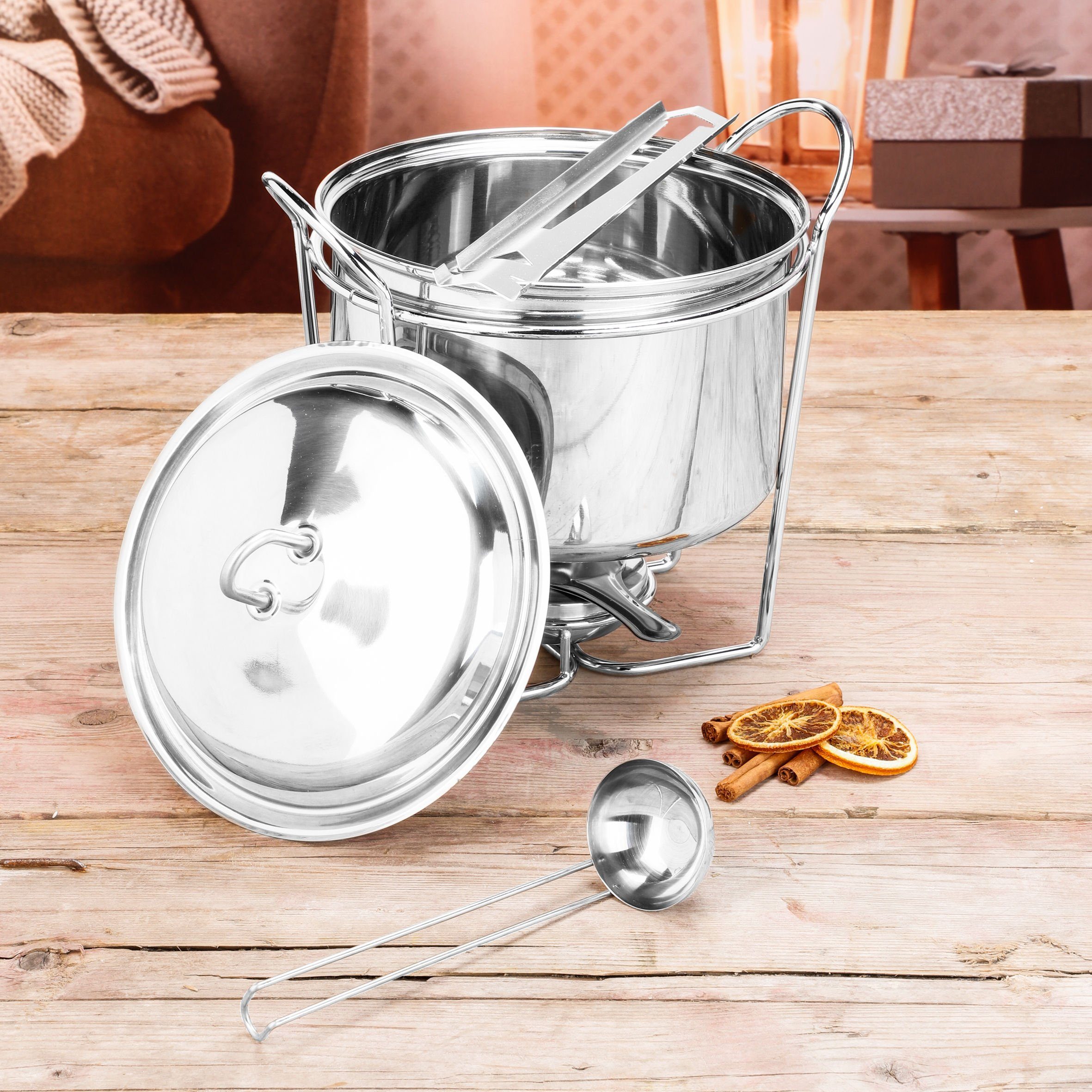 Bowle-Set Edelstahl Feuerzangenbowle Set 3,5 L- 5-teilig