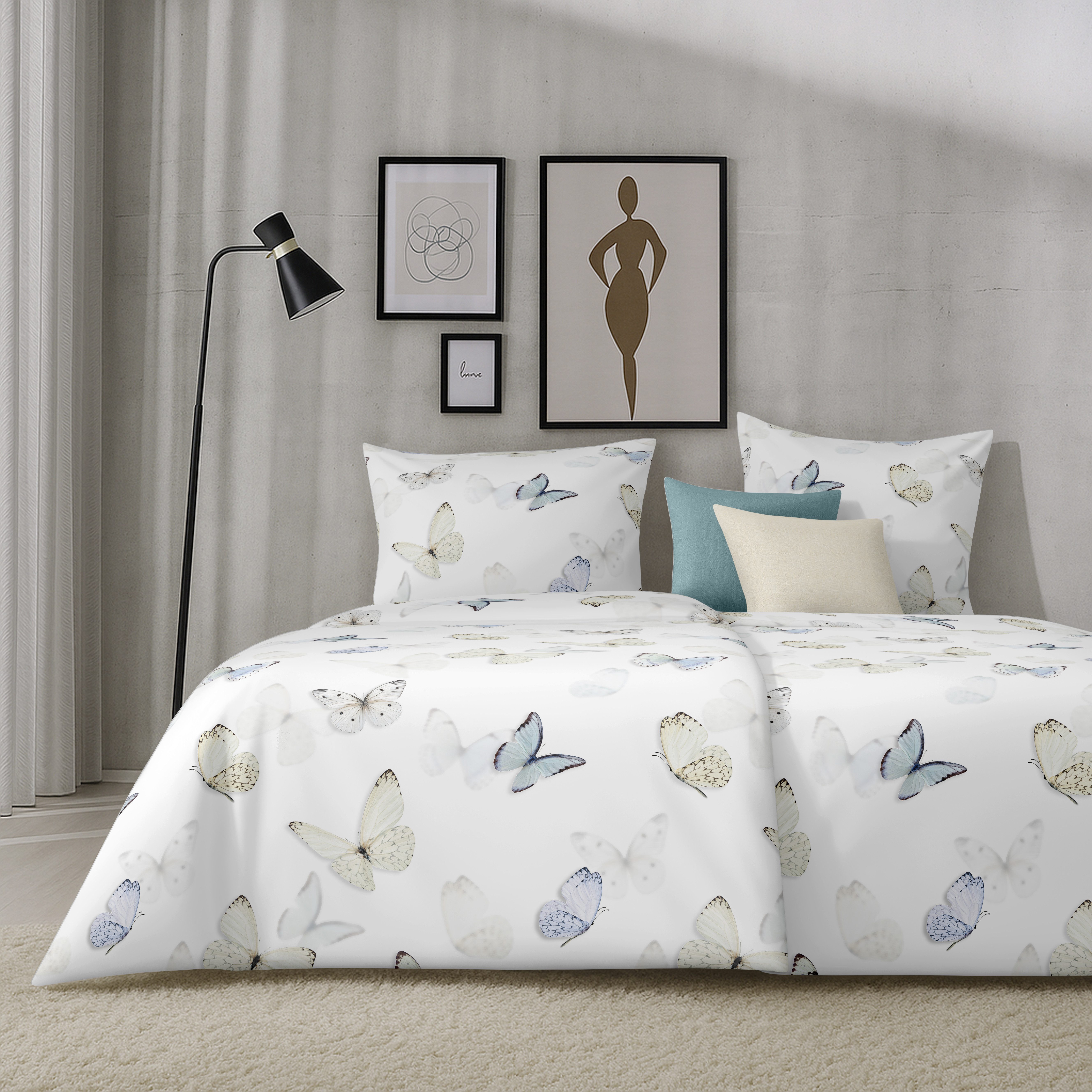 APELT Bettwäsche Papillon, Satin, 2 teilig, Bettwäsche-Set mit Reißverschluss, Baumwoll-Satin, Digitaldruck