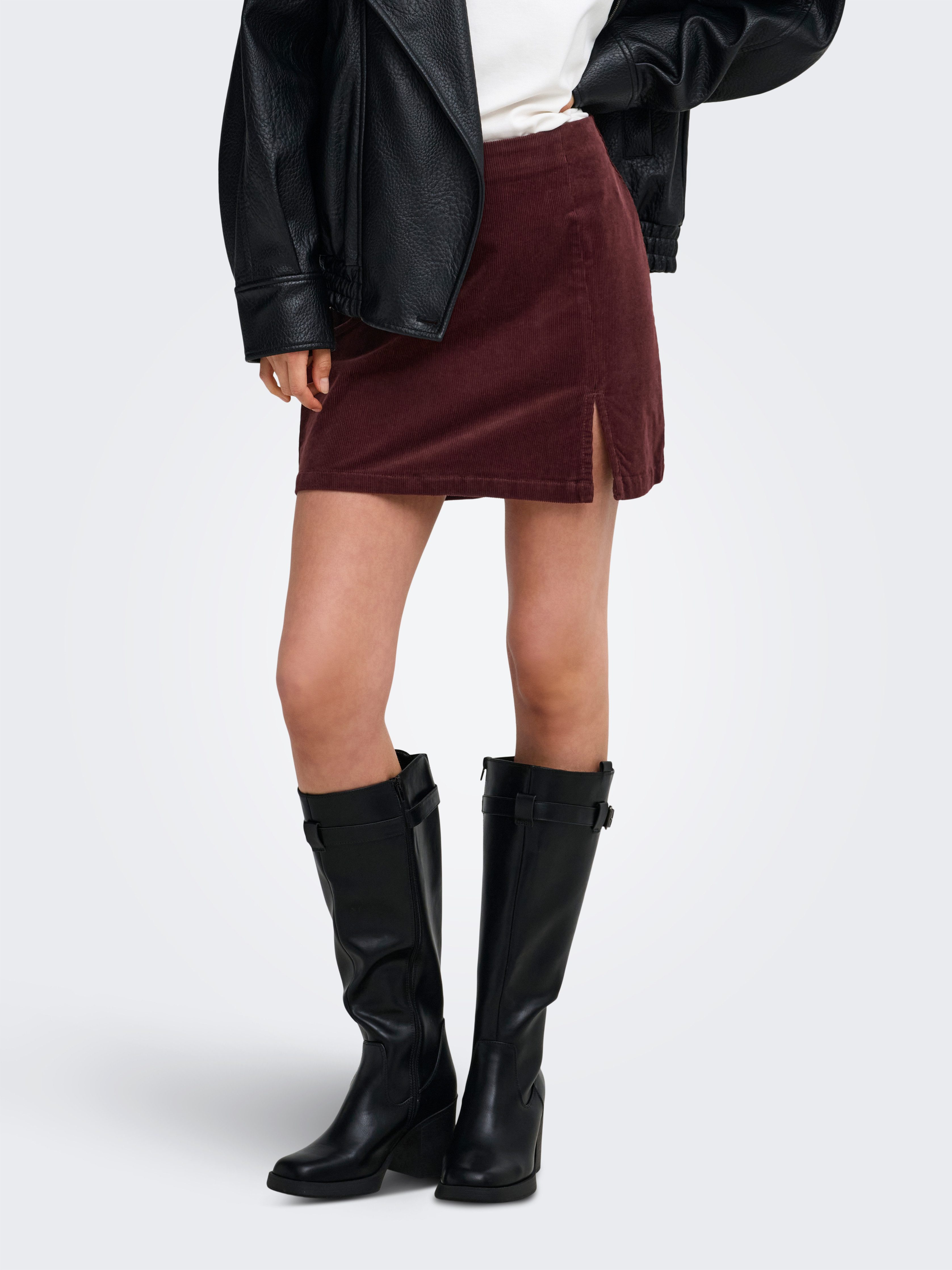 ONLY Cordrock ONLFLORA HW CORD SHORT SLIT SKIRT PNT Baumwollmischung – Bild 2 von 5