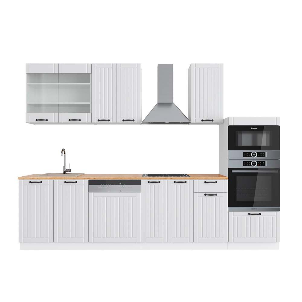Vicco Küchenzeile Fame-Line, Weiß Landhaus/Weiß, 300 günstig online kaufen