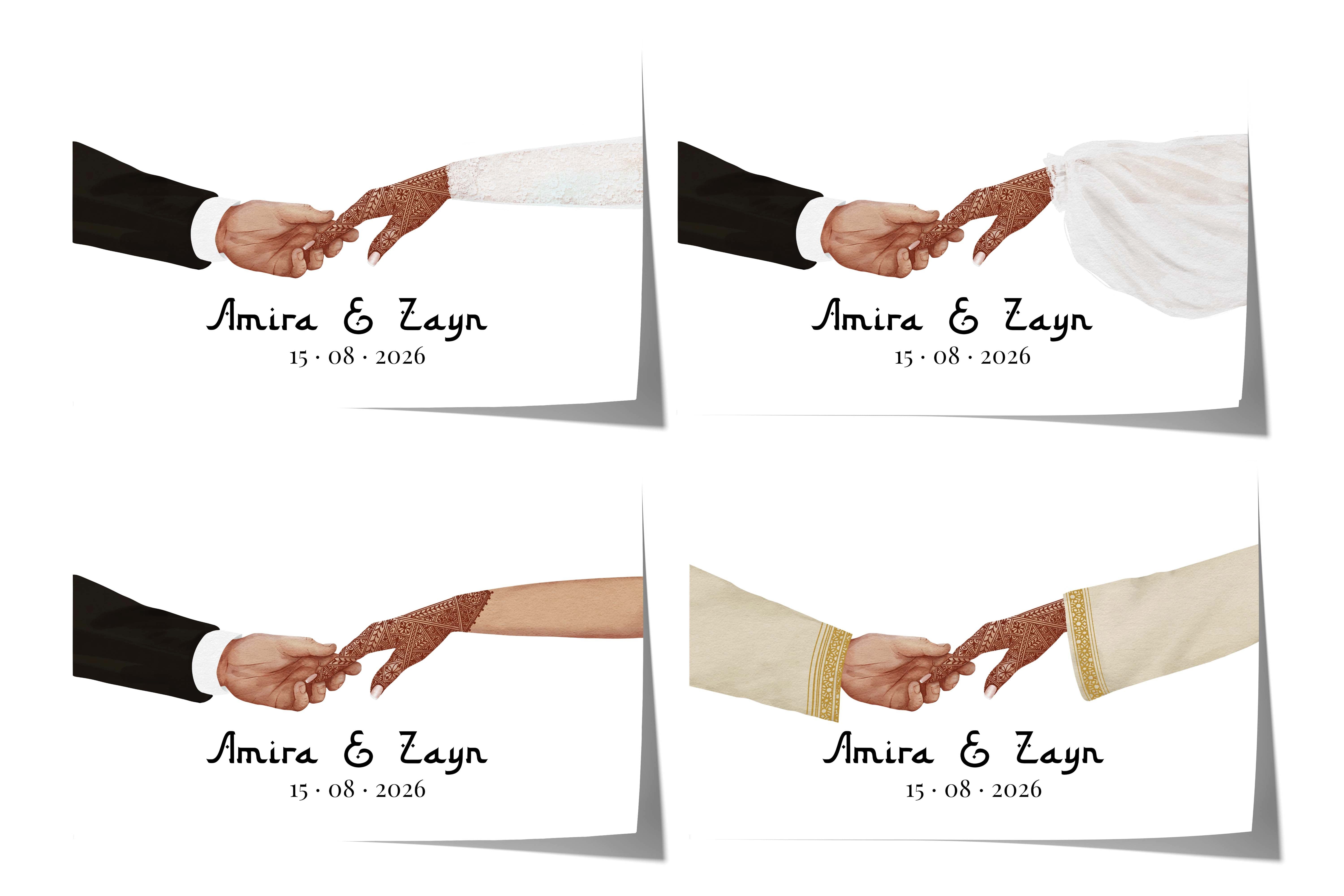 JUSTGOODMOOD Poster Hände Verbindung Paar Hochzeit Geschenkidee Personalisierte Namen Datu, B (1 St)