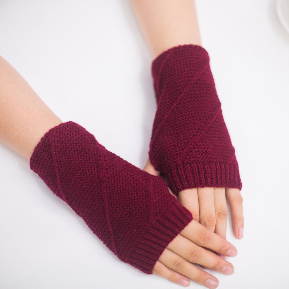 Handschuhe Strickhandschuhe CTGtree Winter für Fingerlose Damen Handschuhe Paar 2