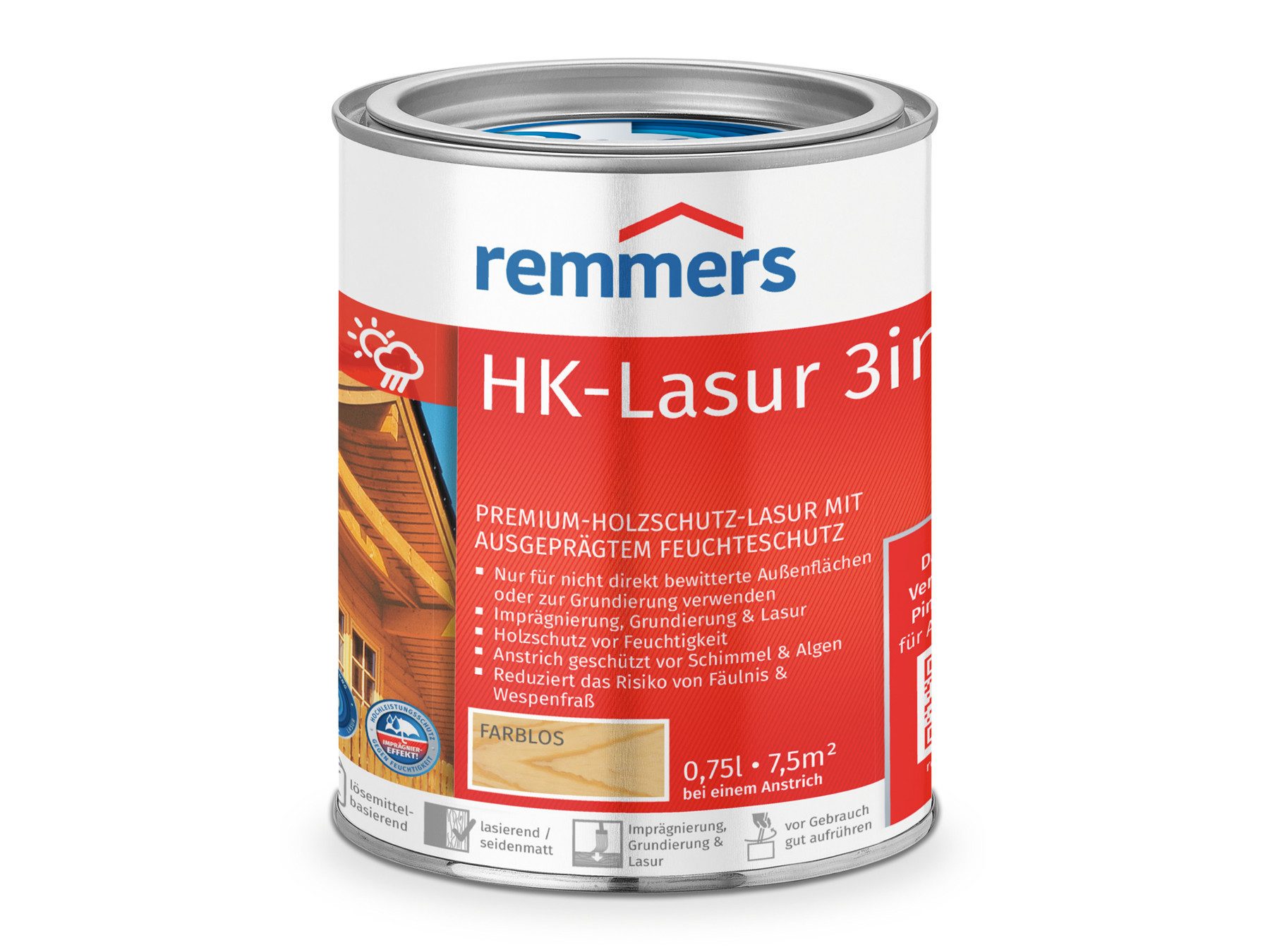 Remmers Holzschutzlasur HK-Lasur 3in1 ebenholz 0,75 Liter