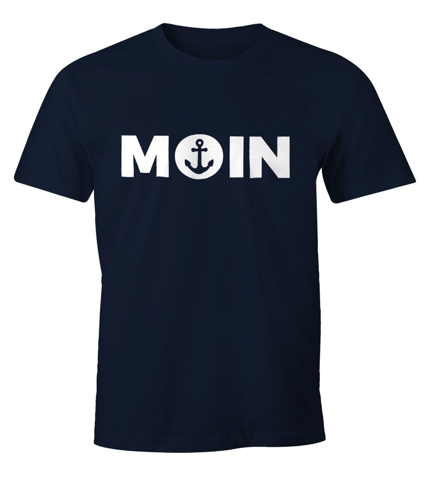 MoonWorks Print-Shirt Cooles Herren T-Shirt Moin mit Anker Shirt Moonworks® mit Print navy
