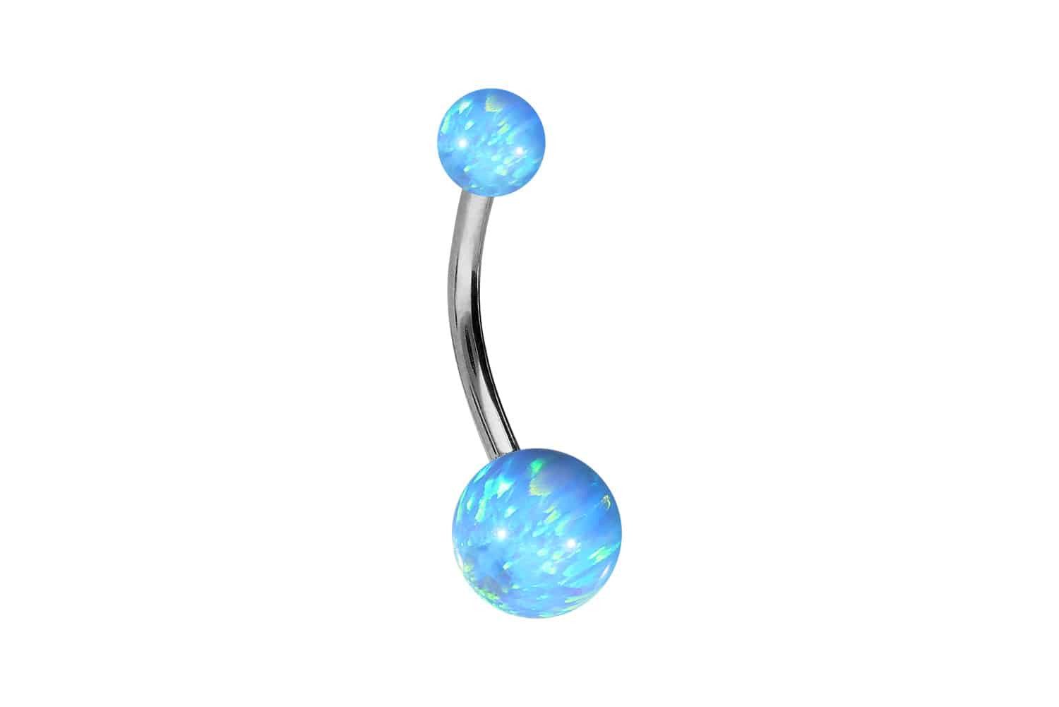 PIERCINGLINE Bauchnabelpiercing Chirurgenstahl Bananabell SYNTHETISCHE OPALE (Bananabells, 1-tlg)
