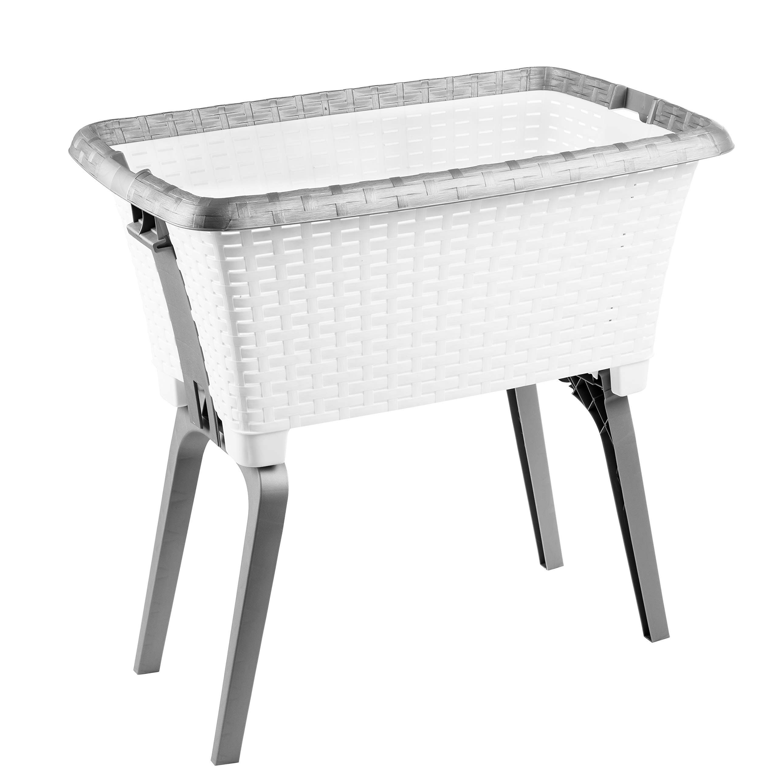 Centi Wäschewanne Wäschekorb mit erhöhten Beinen Korboptik weiß (1er-Set), günstig online kaufen