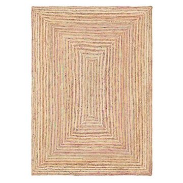 Teppich Jute Teppich Mayuri natur multi Flachgewebe Boho Modern, TaraCarpet, rechteckig, Höhe: 5 mm, Sisal optik Wolle bunt multi Wohnzimmer Esszimmer 60x110 cm