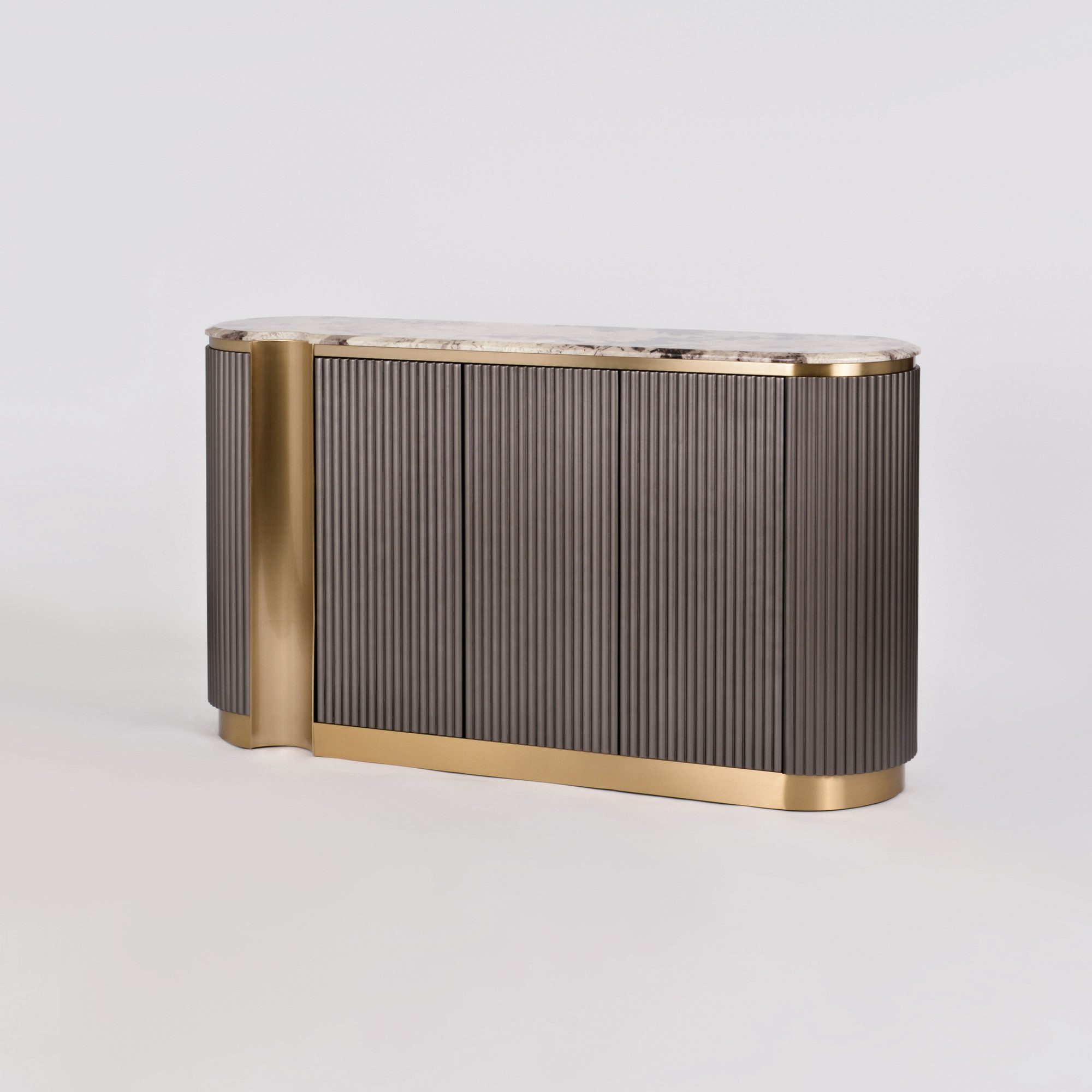 Livin Hill Kommode Stilig, Graphitfarbener Holzkorpus, Marmor-Finish, goldene Akzente