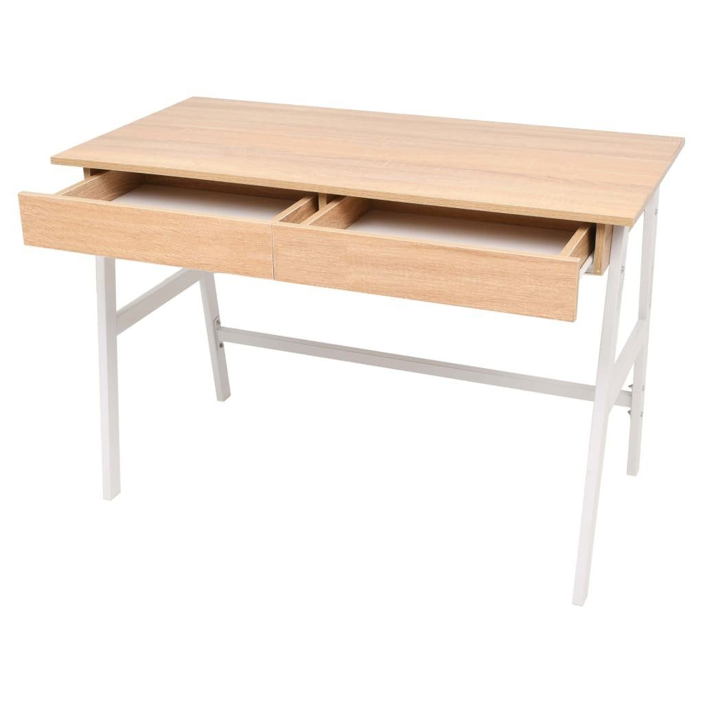 furnicato Schreibtisch Eichenbraun Weiß cm und 110x55x75