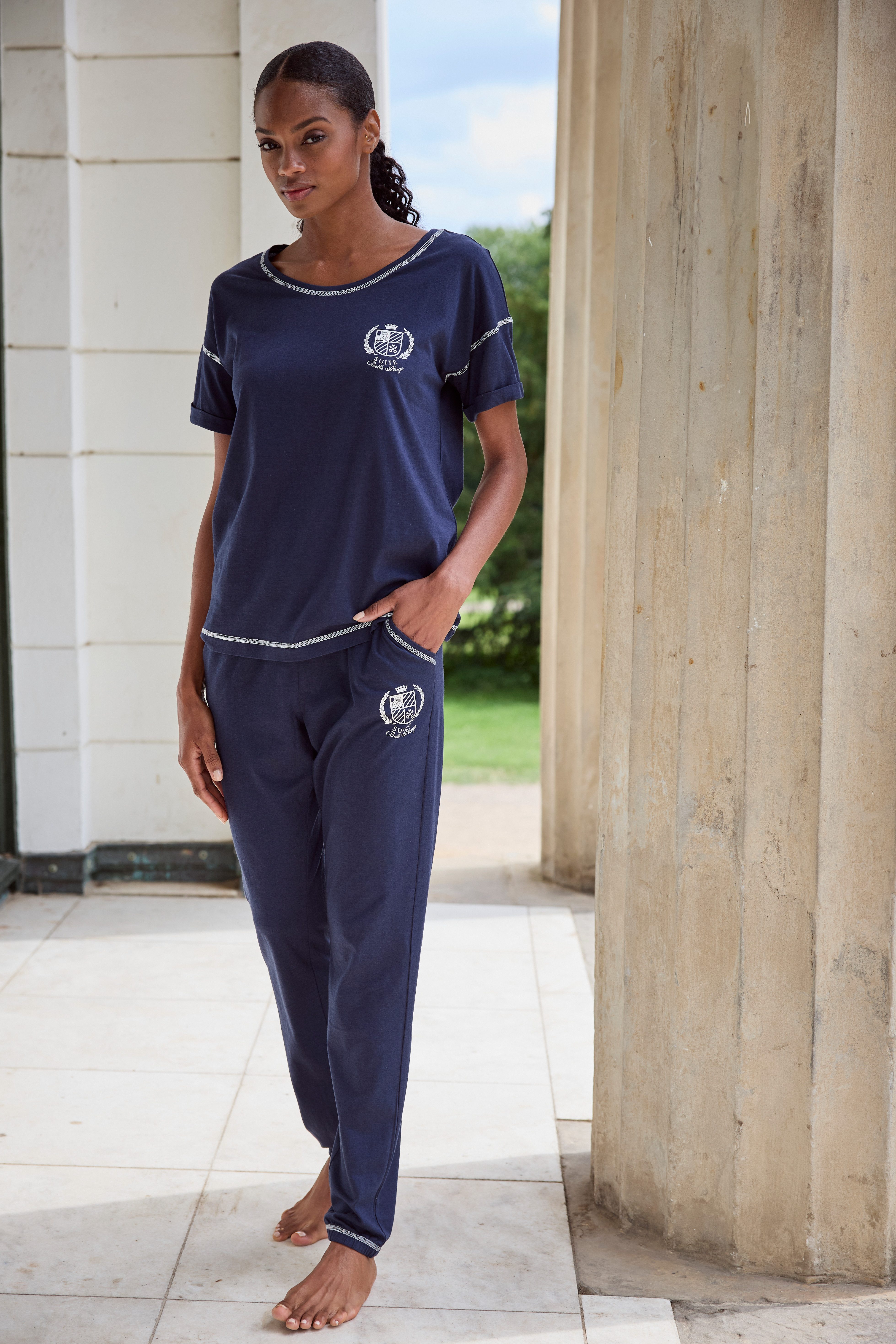 LASCANA Pyjama (2 tlg) mit kontrastfarbenen günstig online kaufen