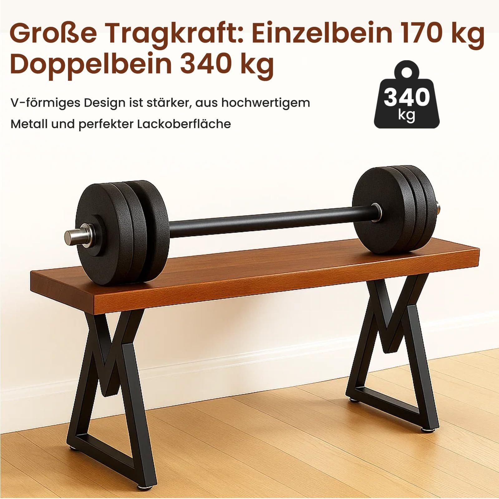 Youyijia Tischbein 2er-Set Tischbeine, Metall, Schwarz, Bankgestell, V-Typ – Bild 5 von 5