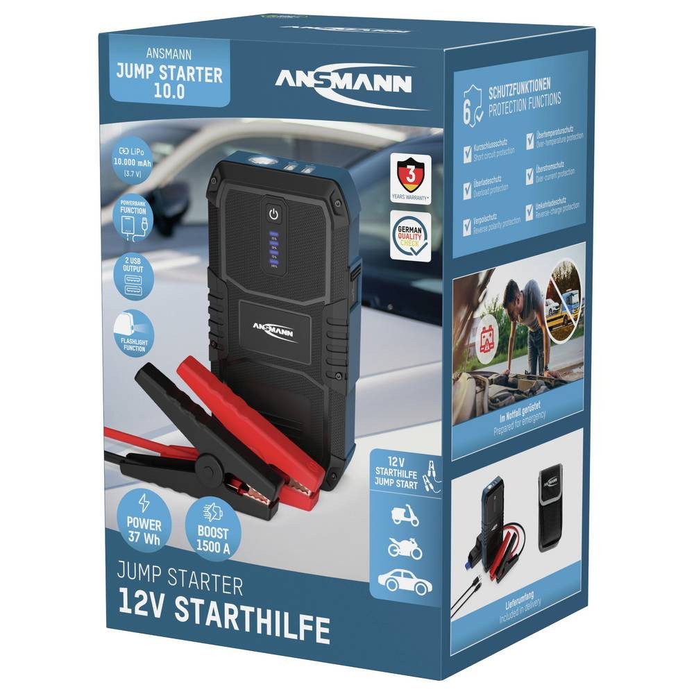 ANSMANN AG Schnellstartsystem Jump Starter 10.0 Amper Schnellstarter Energiestation, Arbeitsleuchte