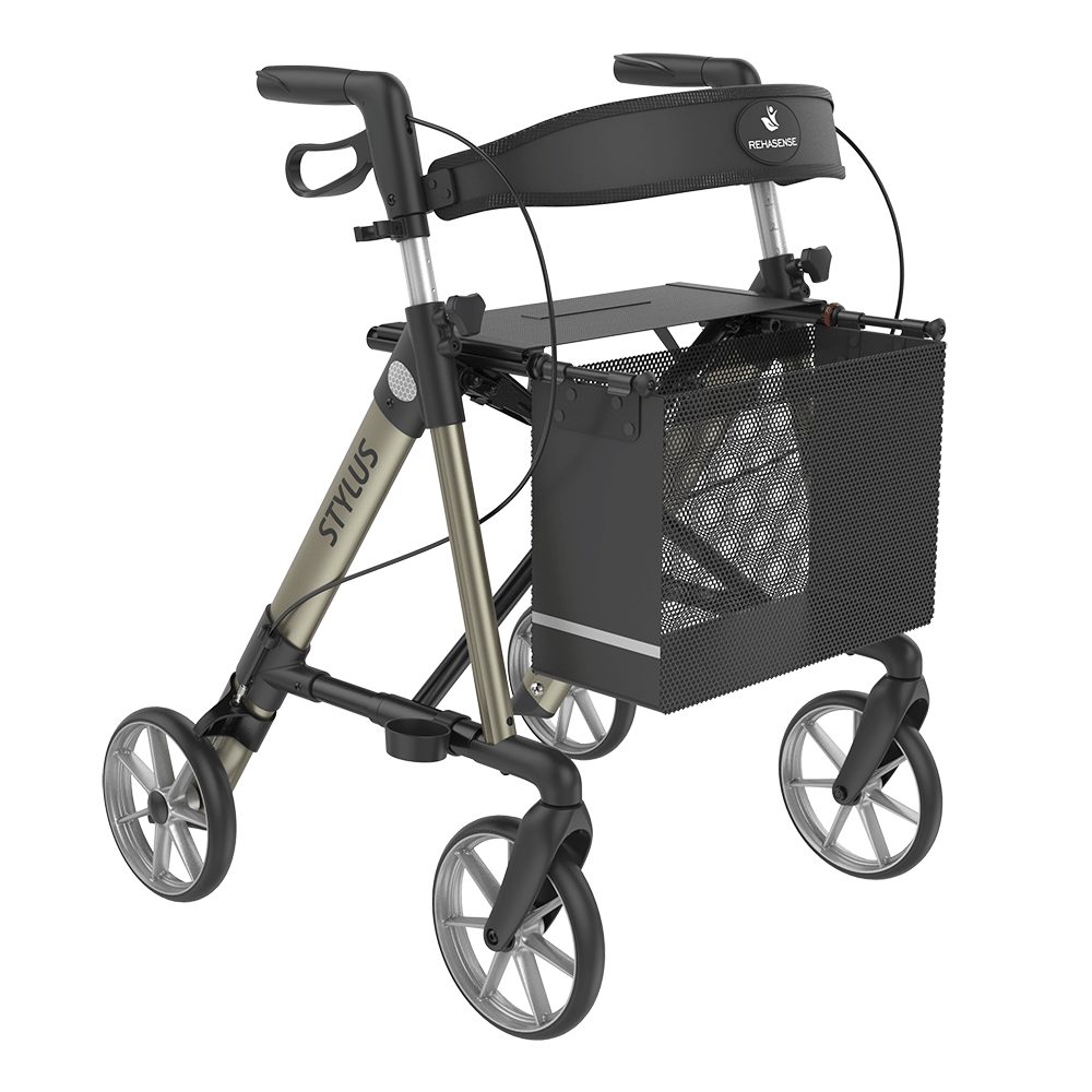 Rehasense Rollator Rollator Stylus - Rollator Aluminium Leichtgewicht, Sitzhöhe 53/62 cm