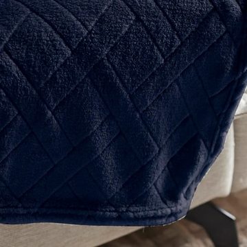 Tagesdecke Elanor Flannel Emboss Wellsoft Double Blanket, Navy - 200 x 220, Karaca