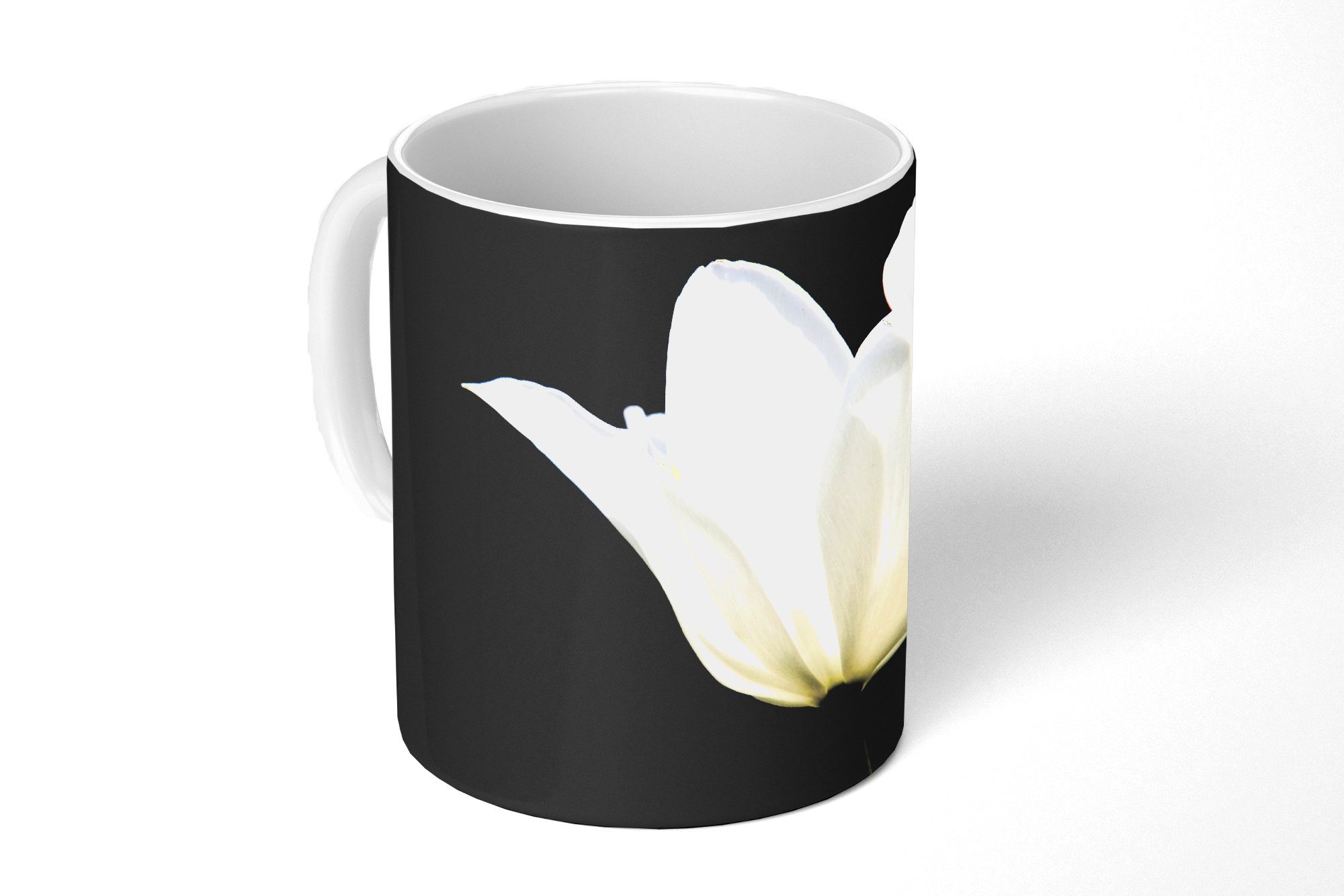 MuchoWow Tasse Weiße Tulpe, Teetasse, Keramik, Geschenk Teetasse, Becher, Kaffeetassen