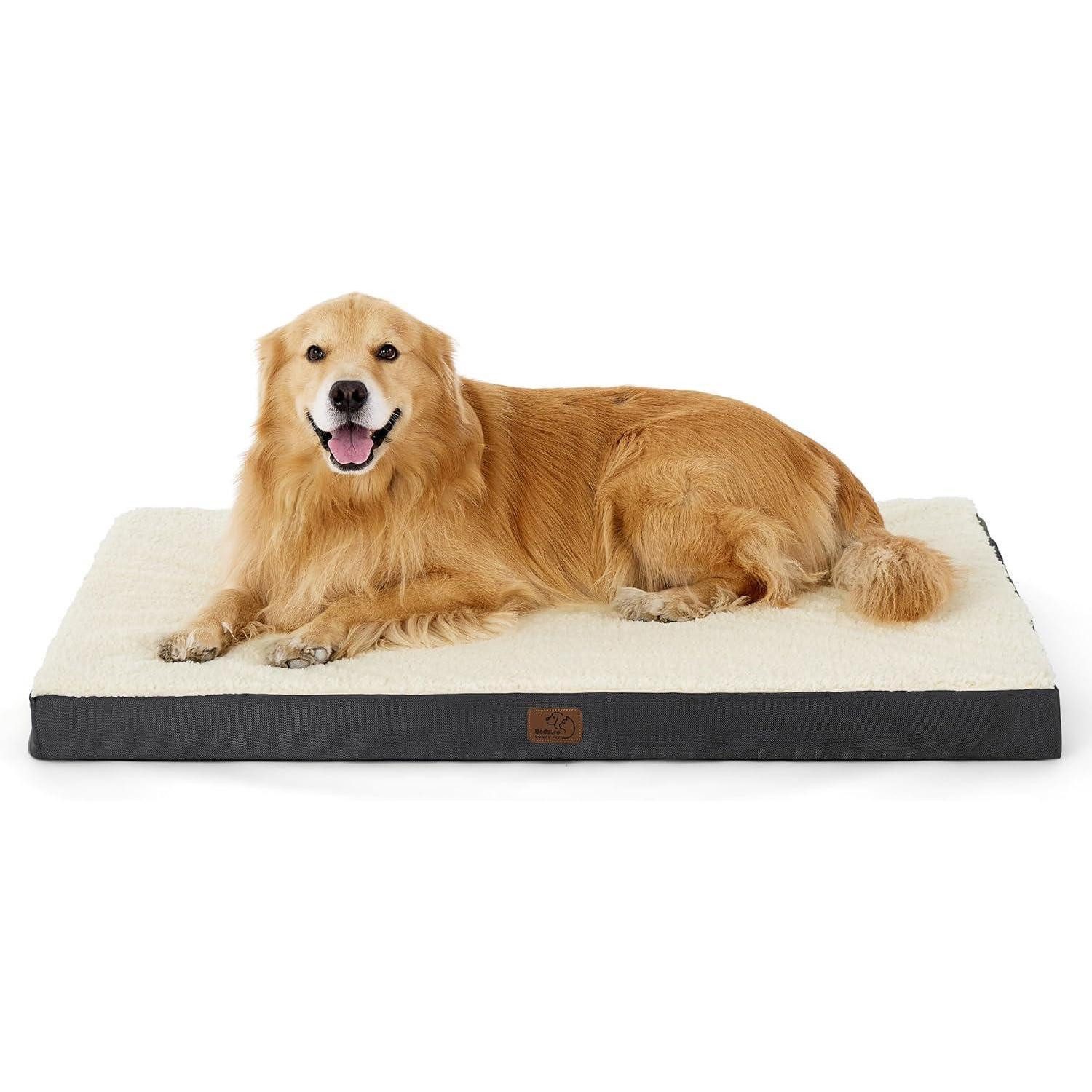 LuxusKollektion Hundebett Hundebett orthopädisches groß L 112 x B 81 x H 8 cm Grau Beige