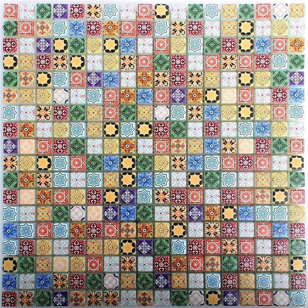 Mosafil Mosaikfliesen Glasmosaik Fliesen Marrakech, Glas 30.000x30.000, bunt, Verlegefertig auf ein Netz geklebt - Wasserfest – Bild 4 von 5