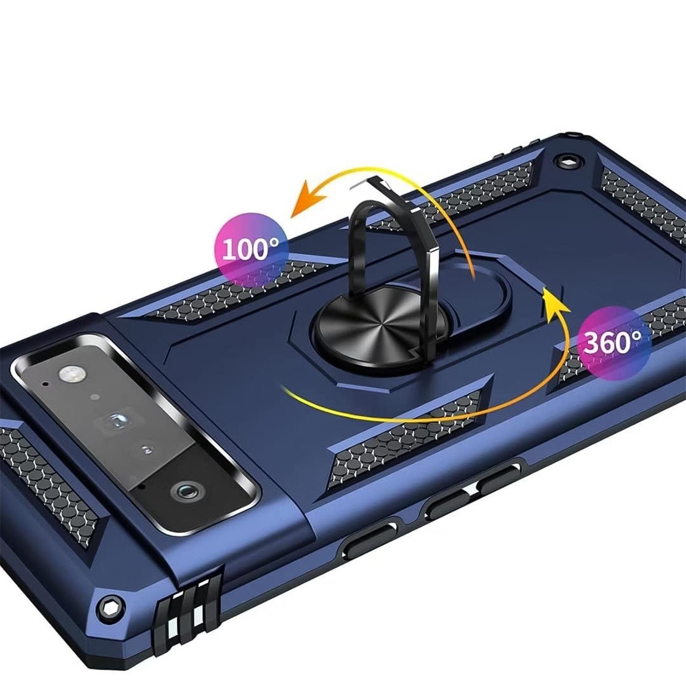 CoolGadget Handyhülle Blau als 2in1 Schutz Cover Set für das Google Pixel 7a 6,1 Zoll, 2x 9H Glas Display Schutz Folie + 1x TPU Case Hülle für Pixel 7a