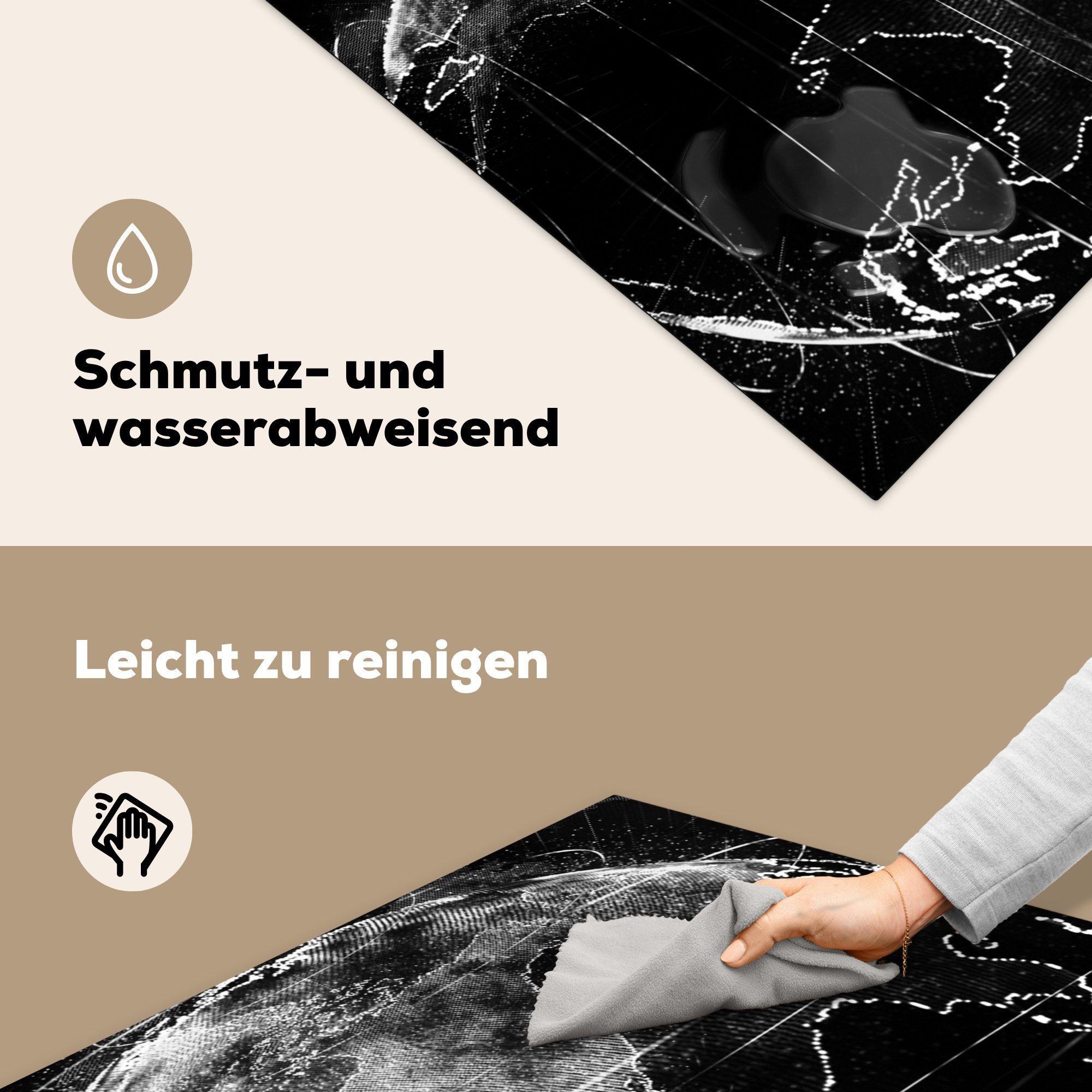 78x78 - MuchoWow cm, Linie - küche tlg), - Erde Arbeitsplatte (1 Schwarz Ceranfeldabdeckung, Herdblende-/Abdeckplatte Vinyl, für Weiß,