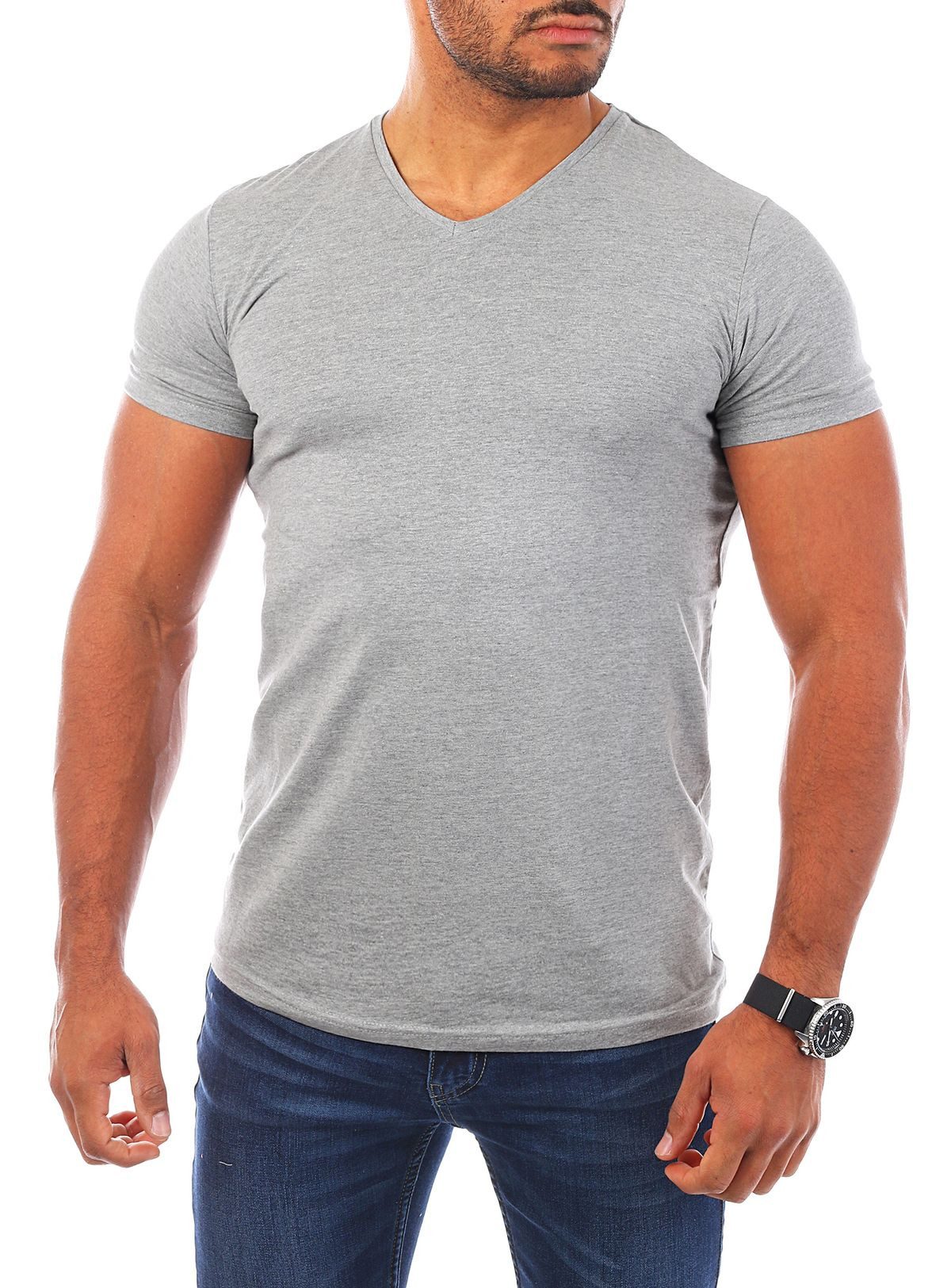 Young & Rich T-Shirt Herren Uni Basic V-neck V-Ausschnitt Unterziehshirt 17 günstig online kaufen