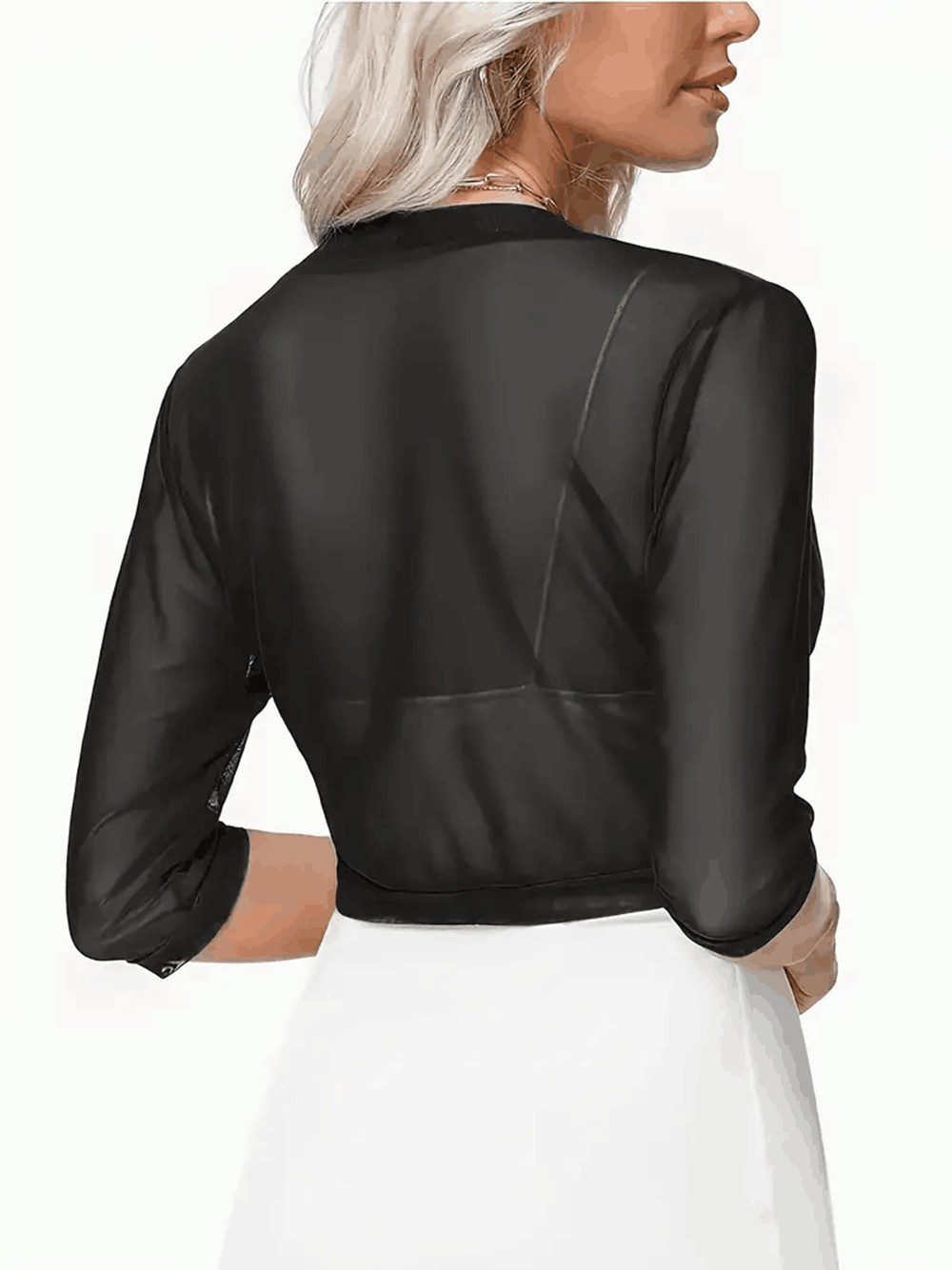Zaewry Bolero Damen-Bolero aus Chiffon,Kurz Strickjacke Damen Offene 3/4 Ärmel Damen-Schaljacke / Cardigan — Leicht, kurzer Schnitt