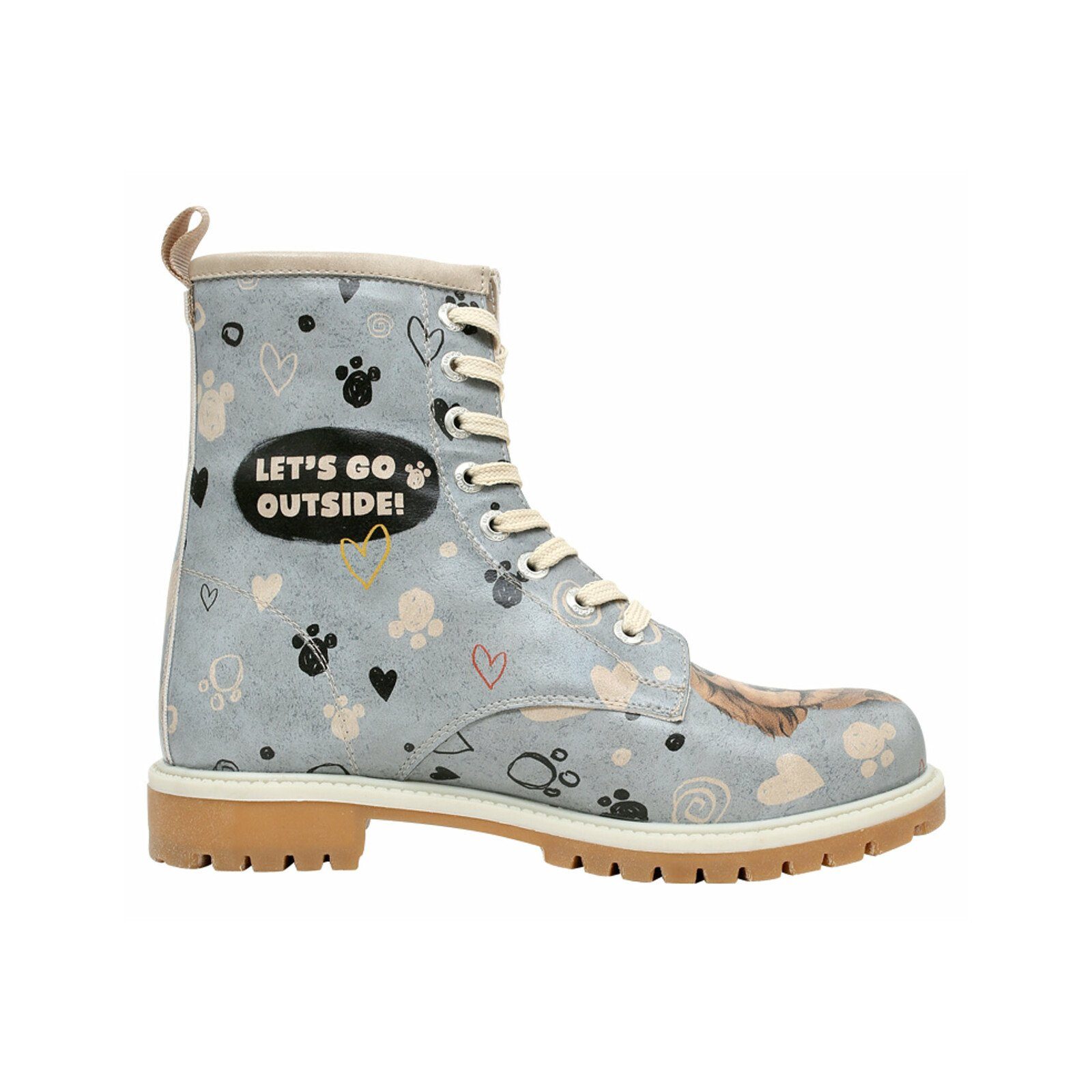 DOGO Long Boots Schnürstiefel Hello My Hooman Damen Stiefeletten, Schnürboots Handgefertigt