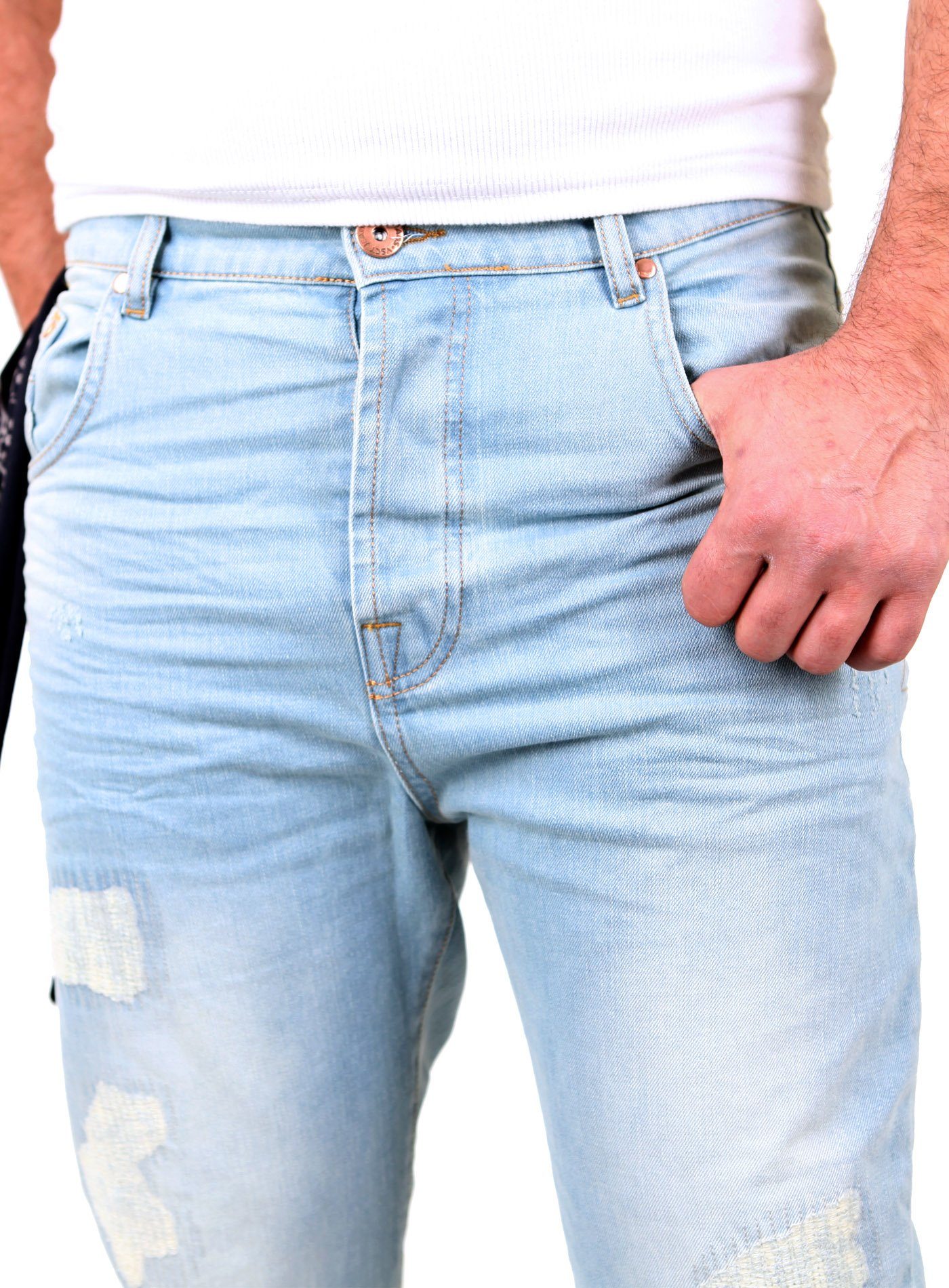 VSCT VSCT Bleached Cuffed Jeans Destroyed Fit Vintage V-5641223 Noah Slim Herren Used Look Männer-Hose Jeans Destroyed-Jeans