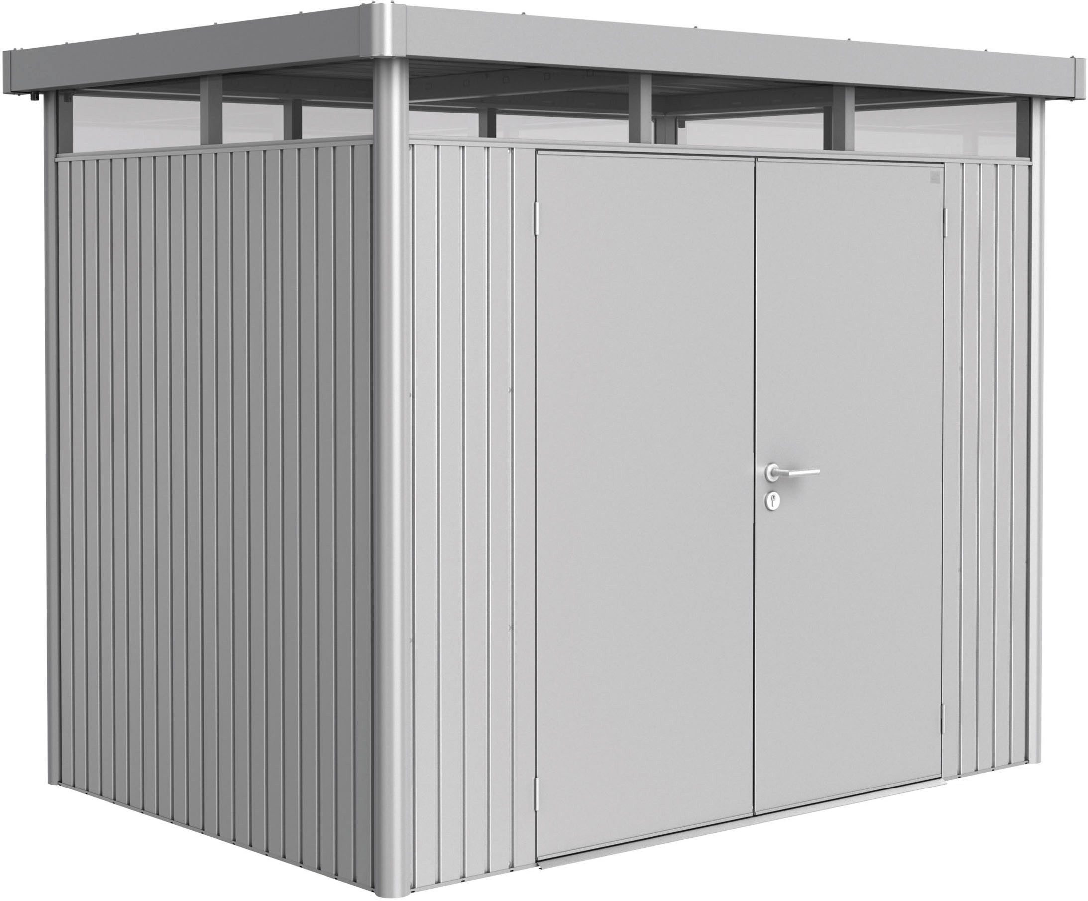 Biohort Gerätehaus HIGHLINE Gr. H2, verschiedene Farben, BxT: 275x195 cm, stylisches Metall-Gartenhaus mit Flachdach