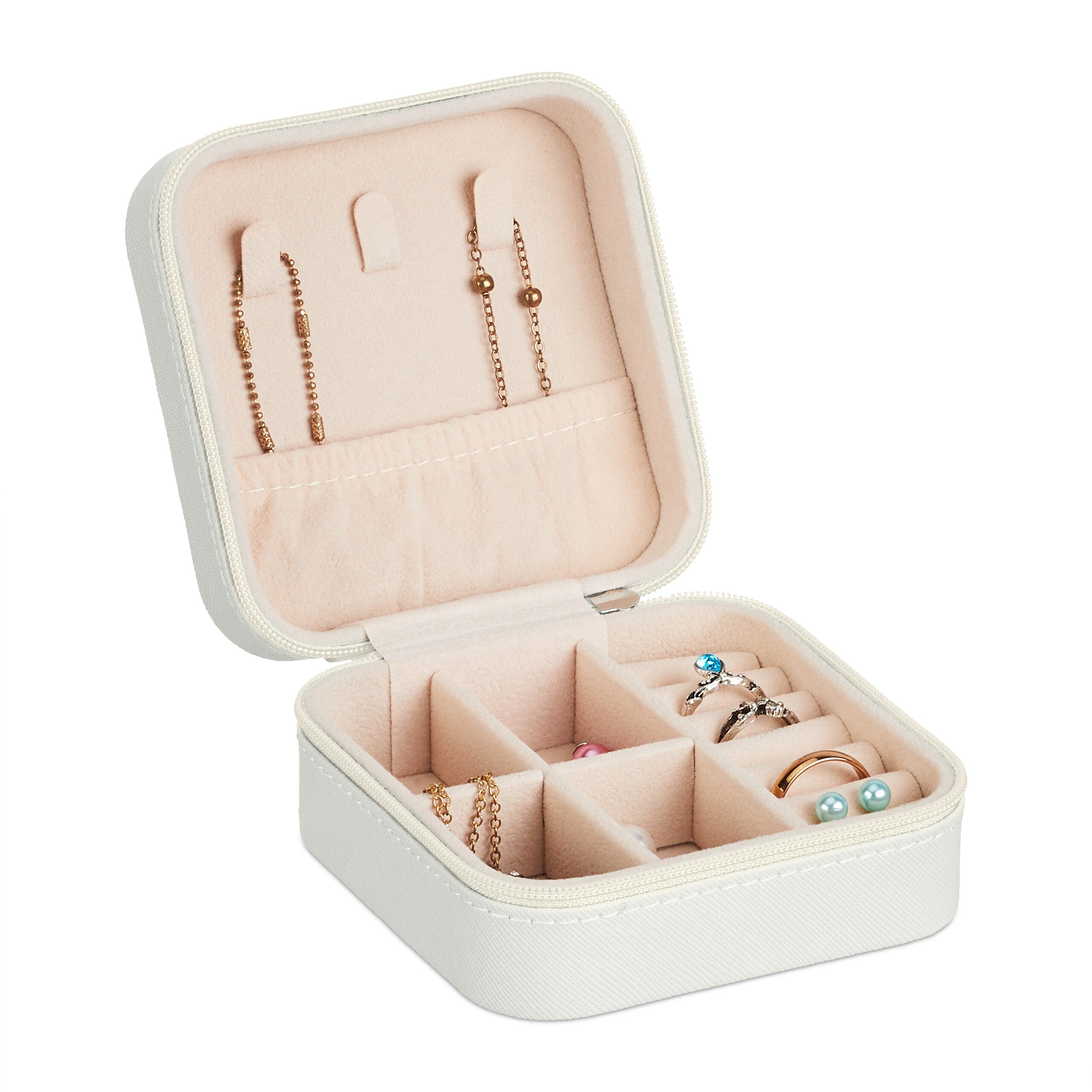 relaxdays Schmuckkasten Schmuckkästchen für Reisen, weiß günstig online kaufen
