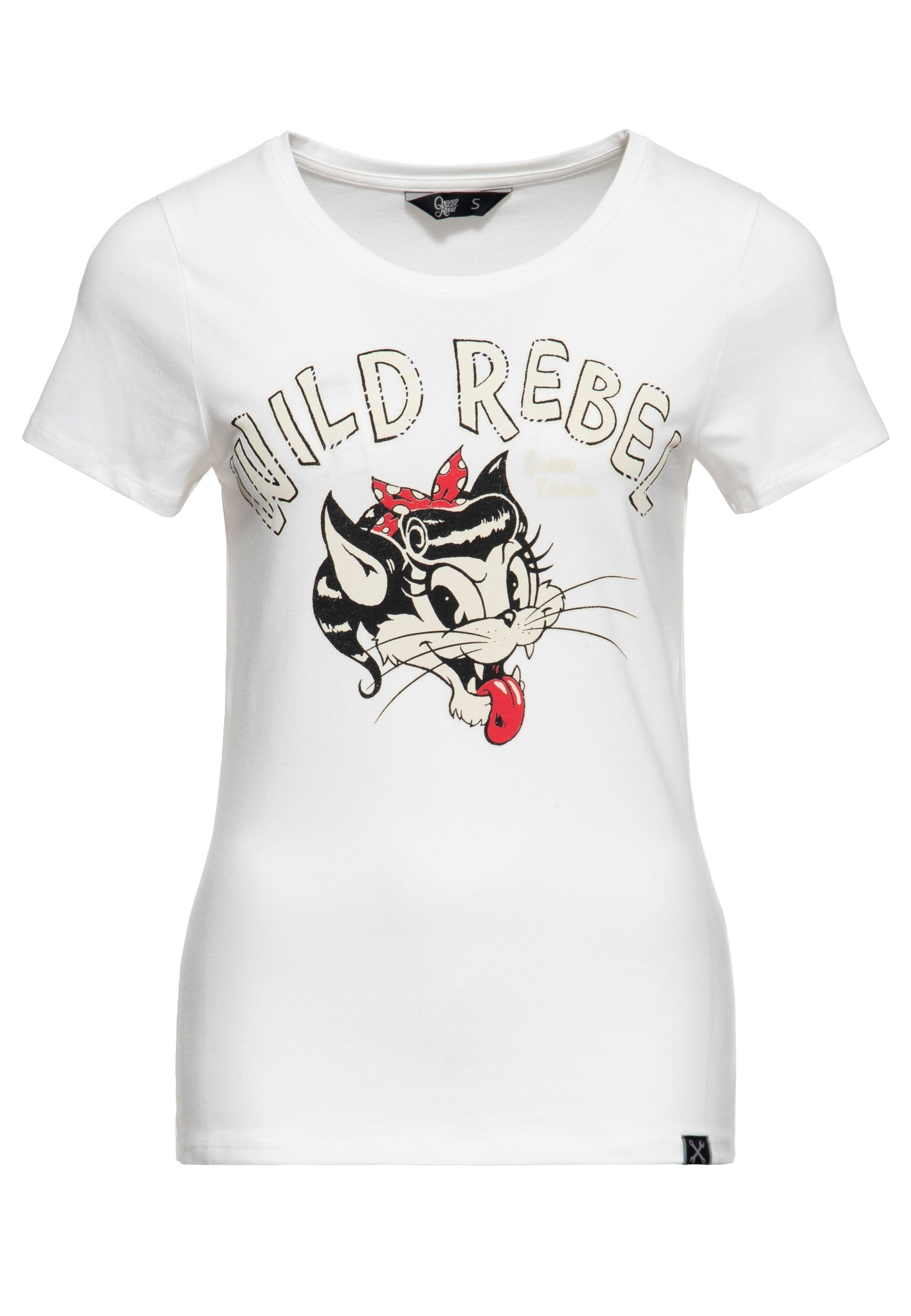 QueenKerosin Kurzarmshirt Wild Rebel mit Cartoon günstig online kaufen