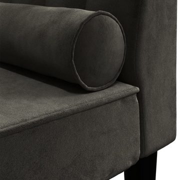 vidaXL Sofa Chaiselongue mit Nackenrolle Schwarz Samt