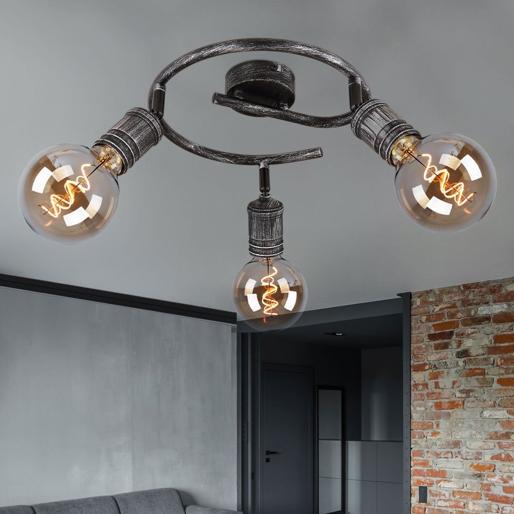 GLOBO LIGHTING Deckenspot, Leuchtmittel nicht inklusive, Deckenlampe Deckenstrahler Spotlampe beweglich antik nickel D 25 cm