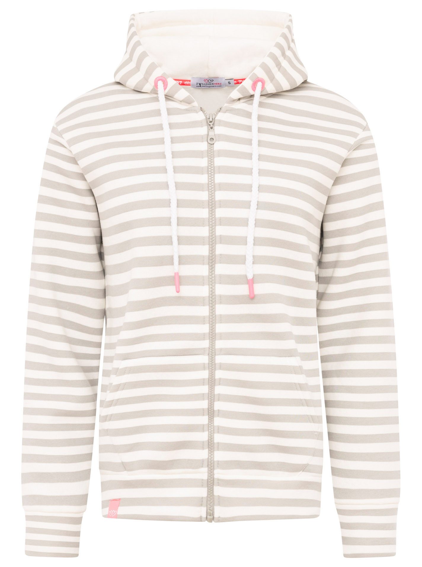 Zwillingsherz Kapuzensweatjacke Streifen, Kapuze, Reißverschluss, modisch, Langarm, Taschen