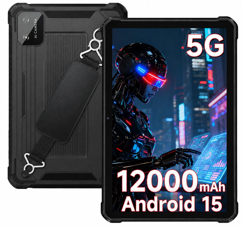 VASOUN TAB12 Pro Outdoor Tablet Robuster IP67 12000mAh Octa-Core 5G WiFi Tablet (128GB,Android 15,Extrem robustes Gerät für Abenteuer und Arbeit)